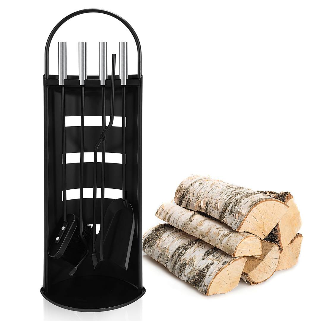 5-tlg.Kaminbesteck Ofenbesteck robust Kamingarnitur eisen Schürhaken Schwarz