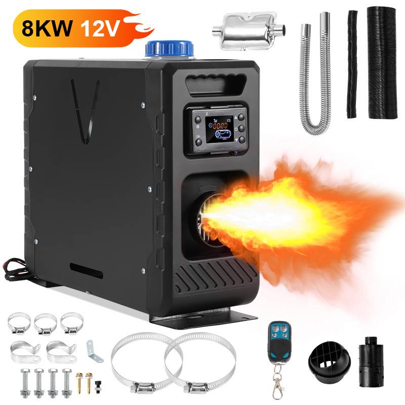 8KW Diesel Standheizung All-in-One 5L, Auto Start/Stop, bluetooth/Fernbedienung/LCD, 12V/24V/220-240V, Schwarz