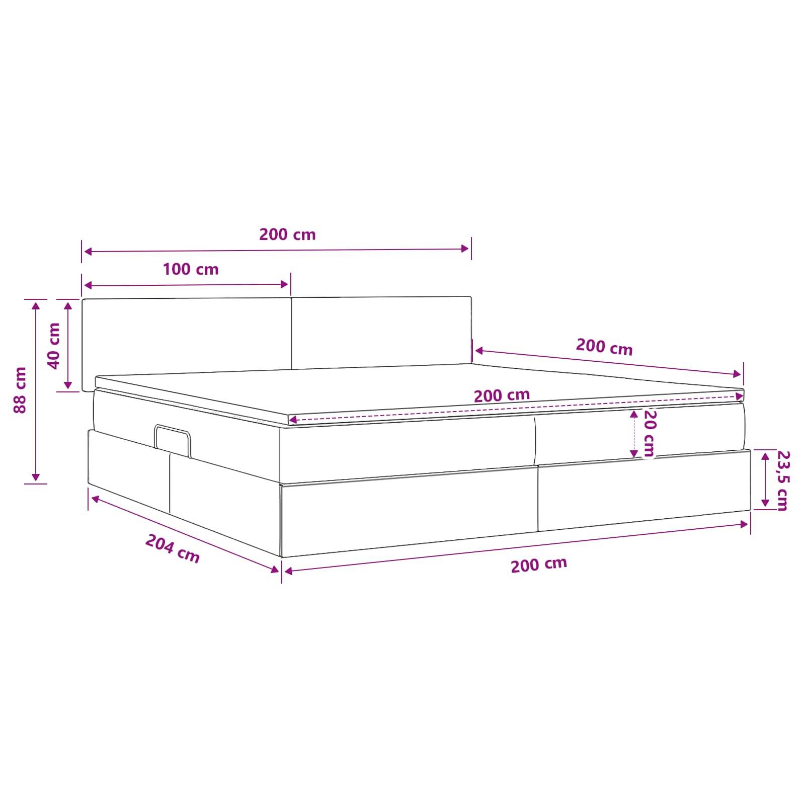 vidaXL LED-Speicherbett mit Matratze Dunkelblau 200 x 200 cm Samt