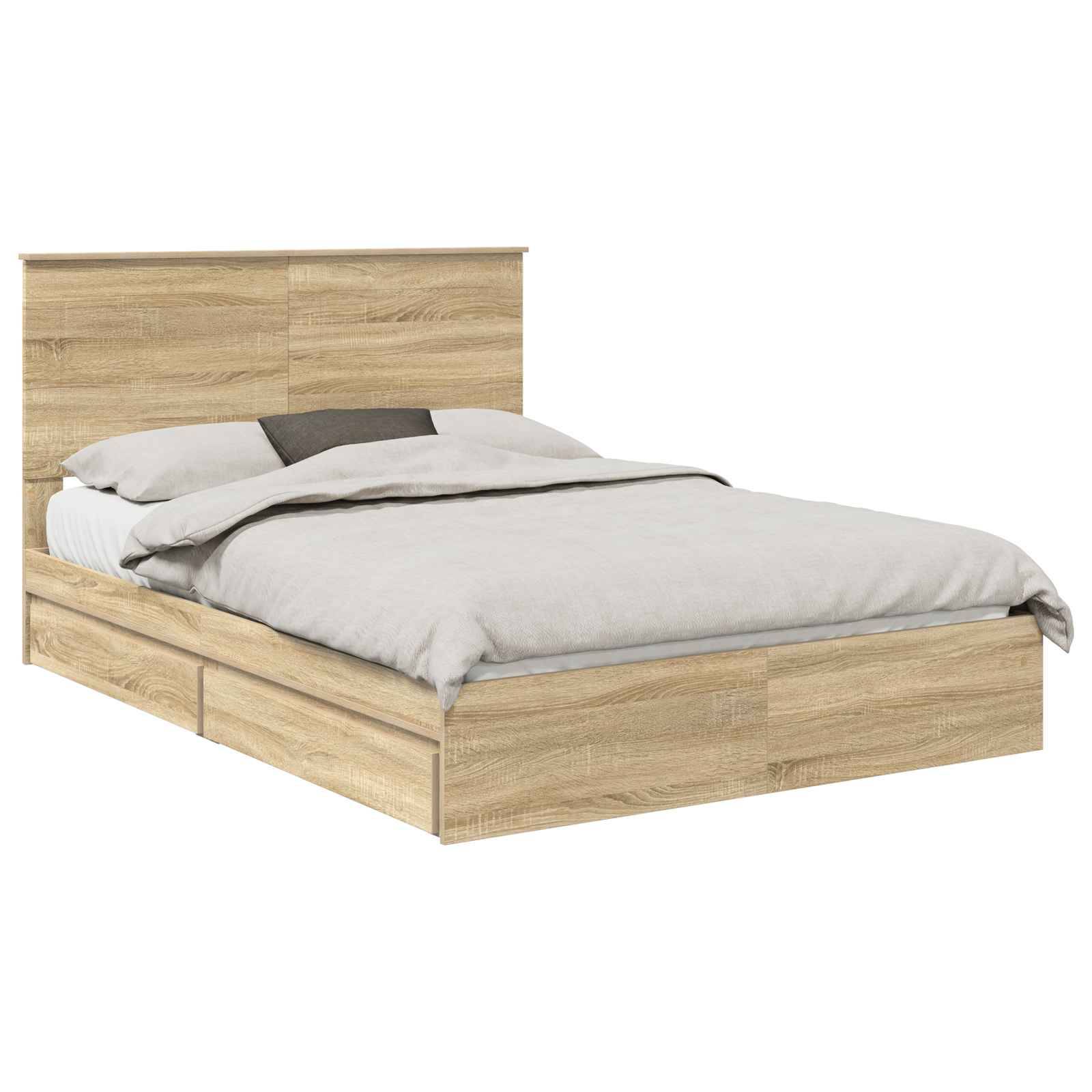 vidaXL Aufbewahrungsbett Sonoma-Eiche 140 x 200 cm Holzwerkstoff