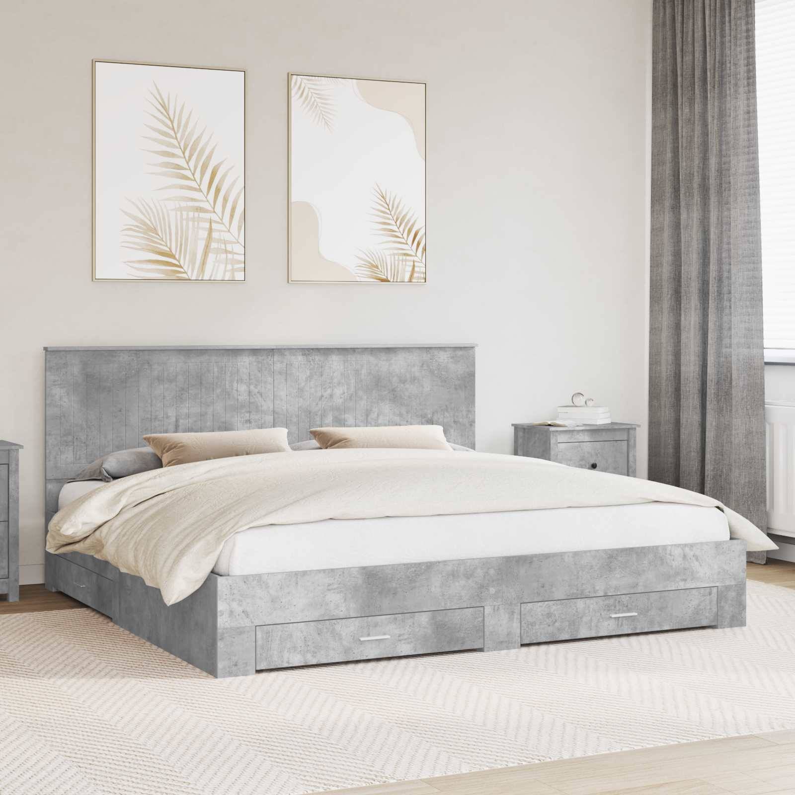 vidaXL Bettrahmen mit Kopfteil Beton Grau 200 x 200 cm Holzwerkstoff