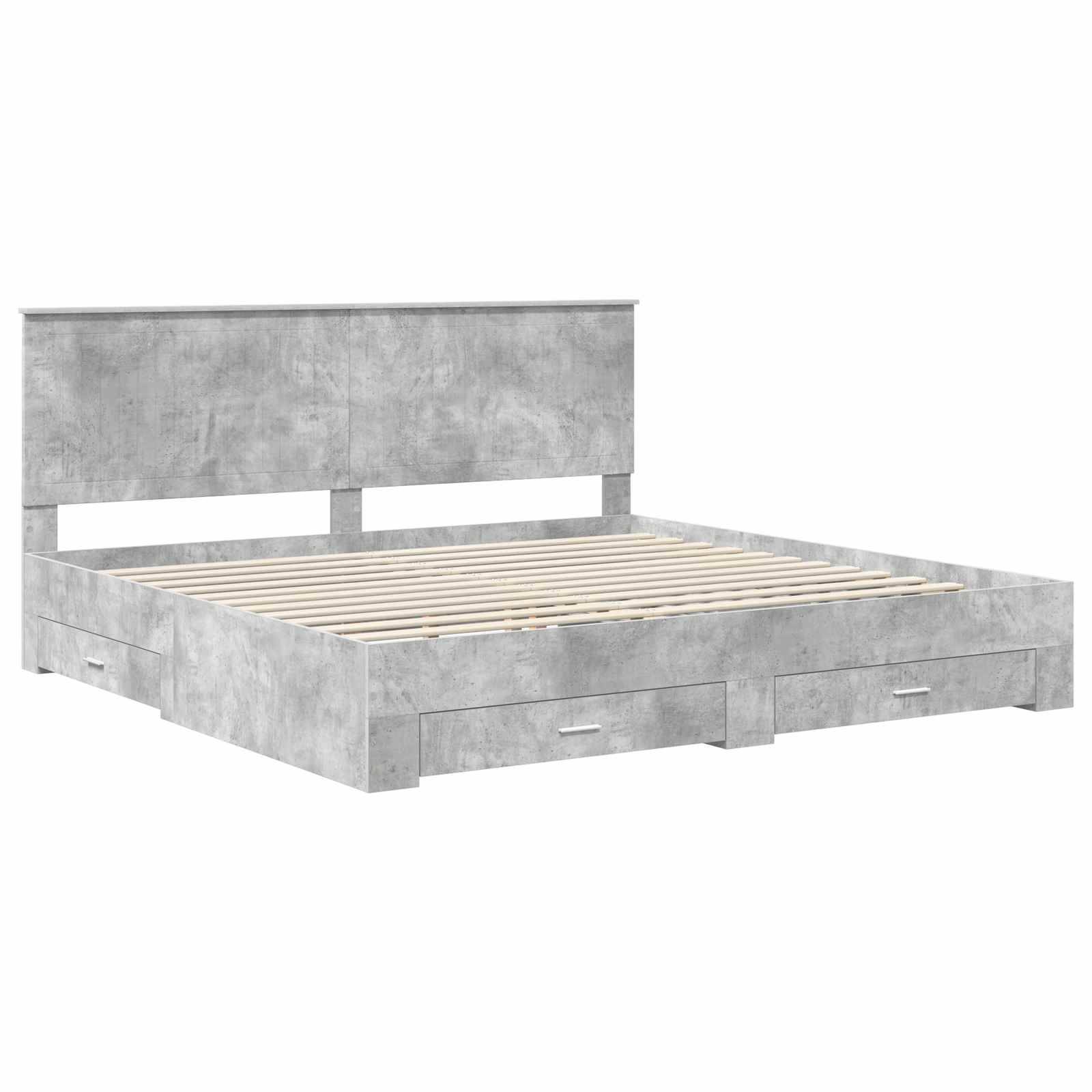 vidaXL Bettrahmen mit Kopfteil Beton Grau 200 x 200 cm Holzwerkstoff