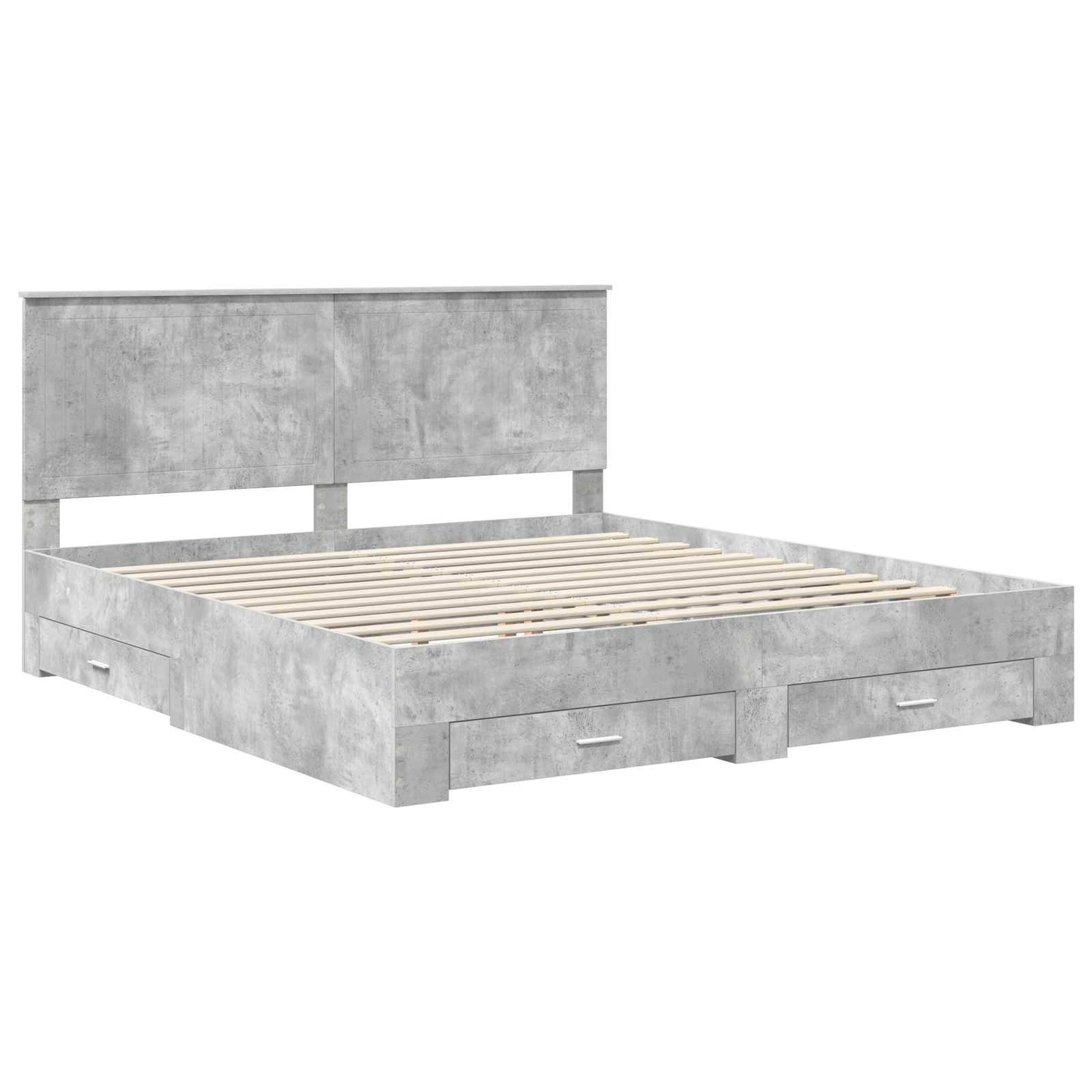 vidaXL Bettrahmen mit Kopfteil Beton Grau 180 x 200 cm Holzwerkstoff