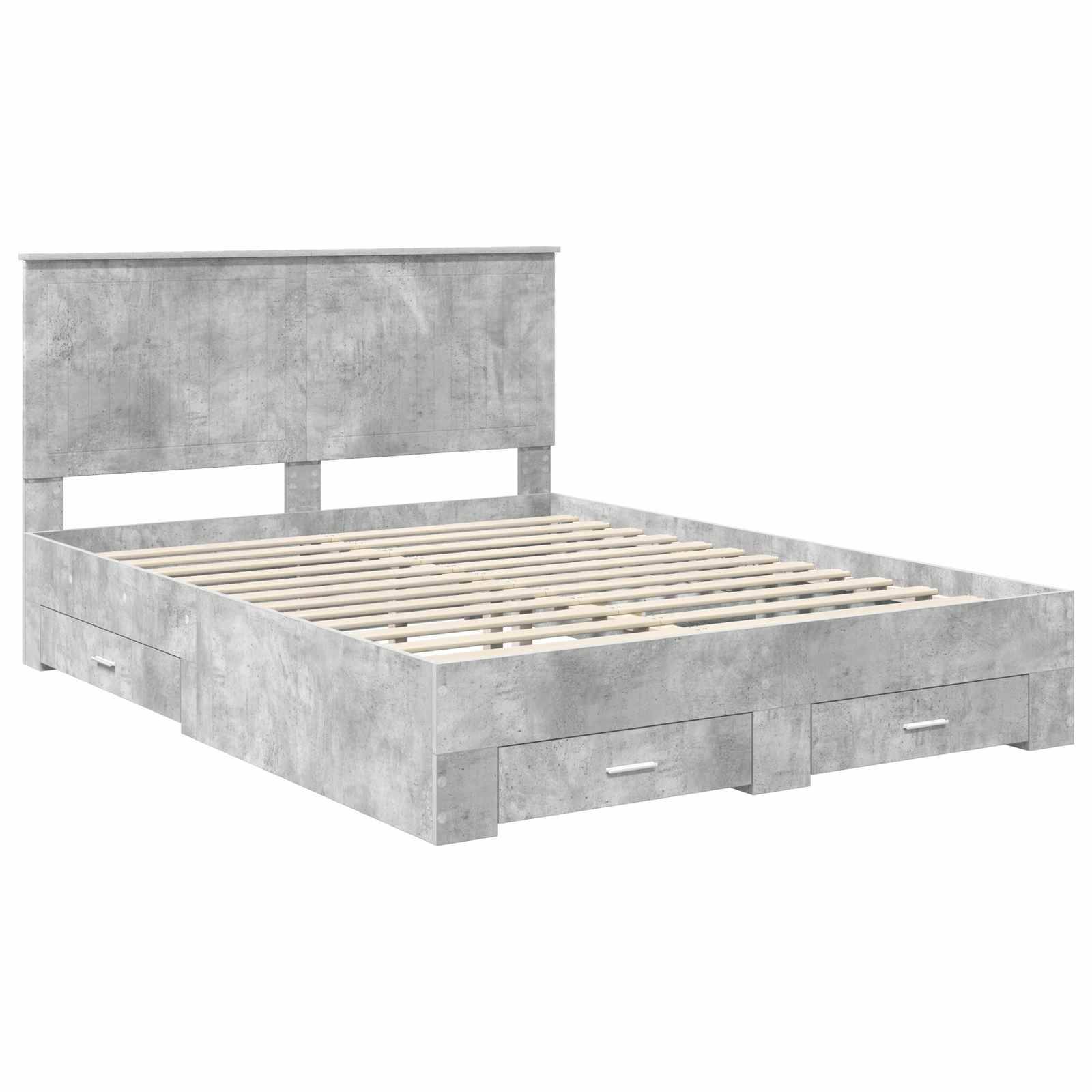 vidaXL Bettrahmen mit Kopfteil Beton Grau 150 x 200 cm Holzwerkstoff