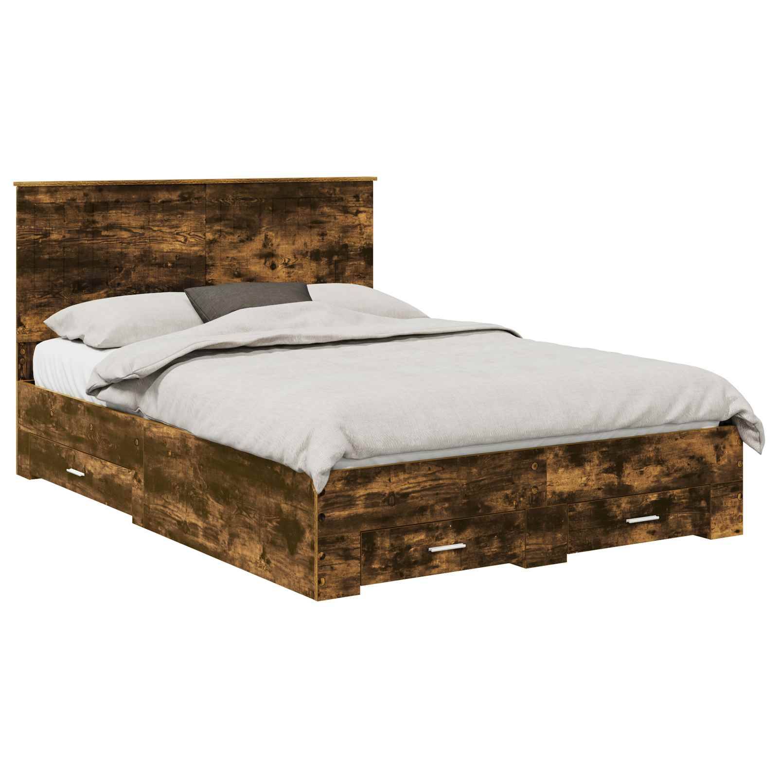 vidaXL Bettrahmen Geräucherte Eiche 135 x 190 cm Holzwerkstoff