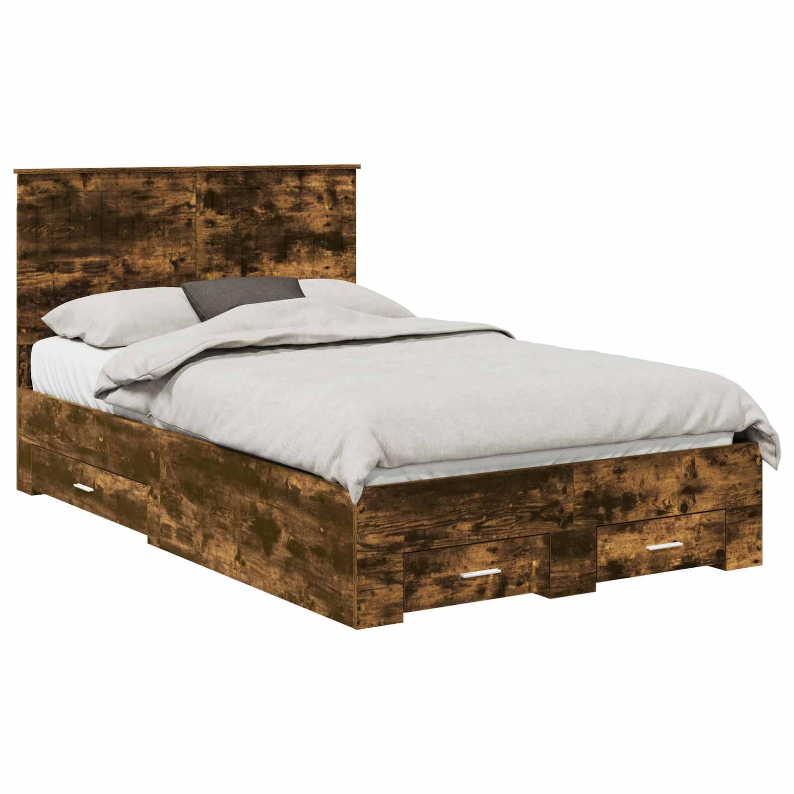 vidaXL Bettrahmen Geräucherte Eiche 120 x 190 cm Holzwerkstoff