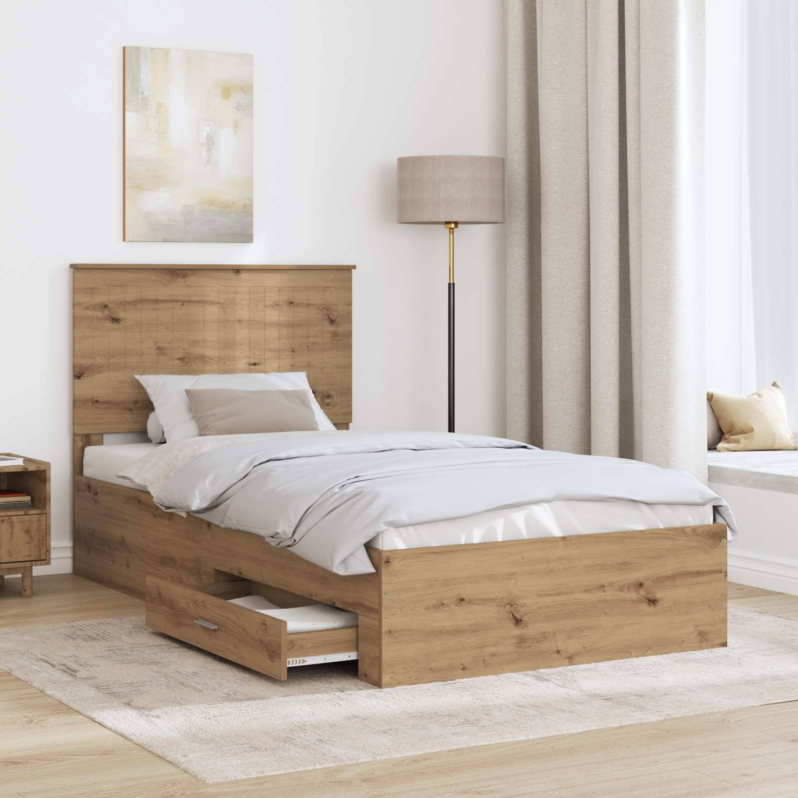 vidaXL Bettrahmen Artisan-Eiche 100 x 200 cm Holzwerkstoff