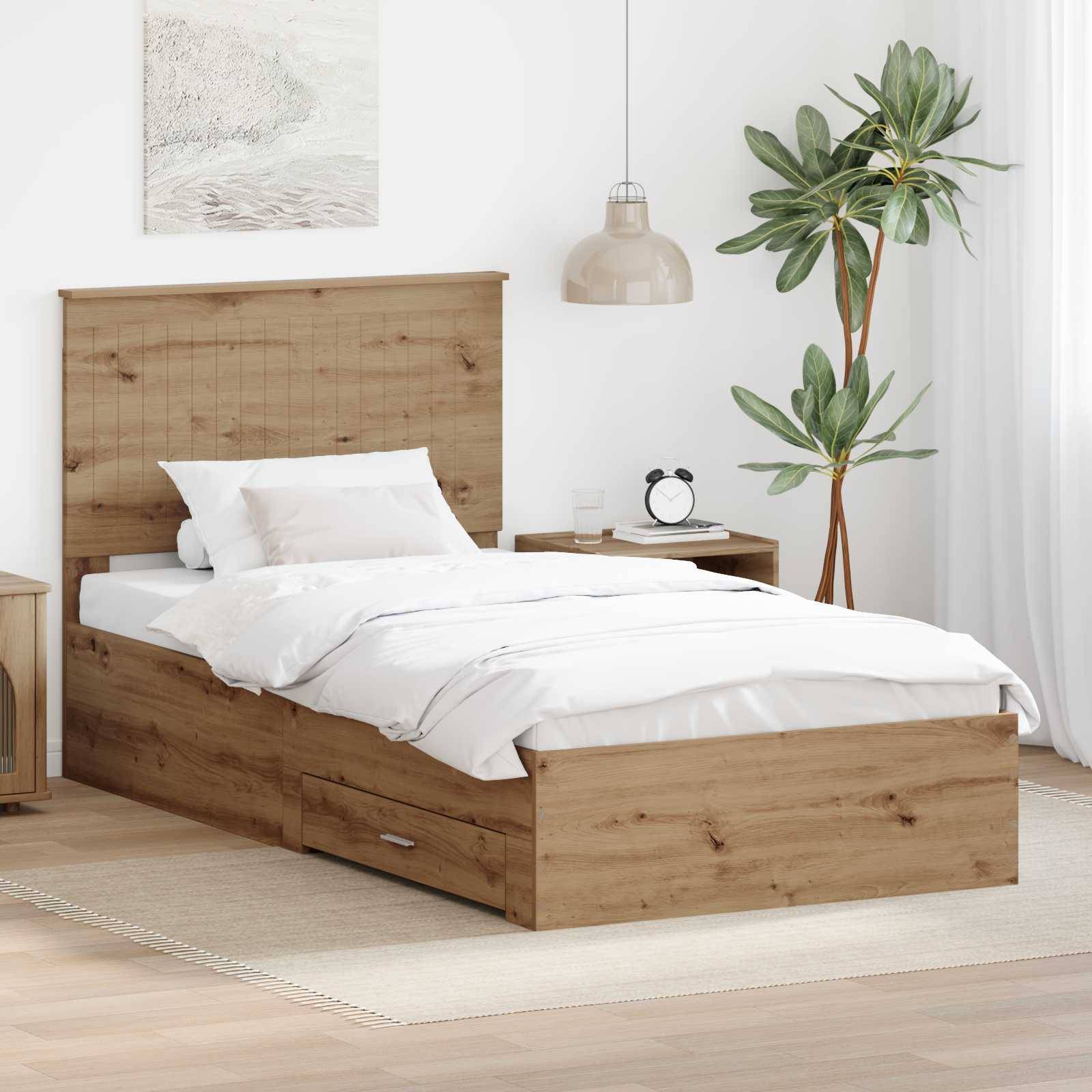 vidaXL Bettrahmen Artisan-Eiche 100 x 200 cm Holzwerkstoff