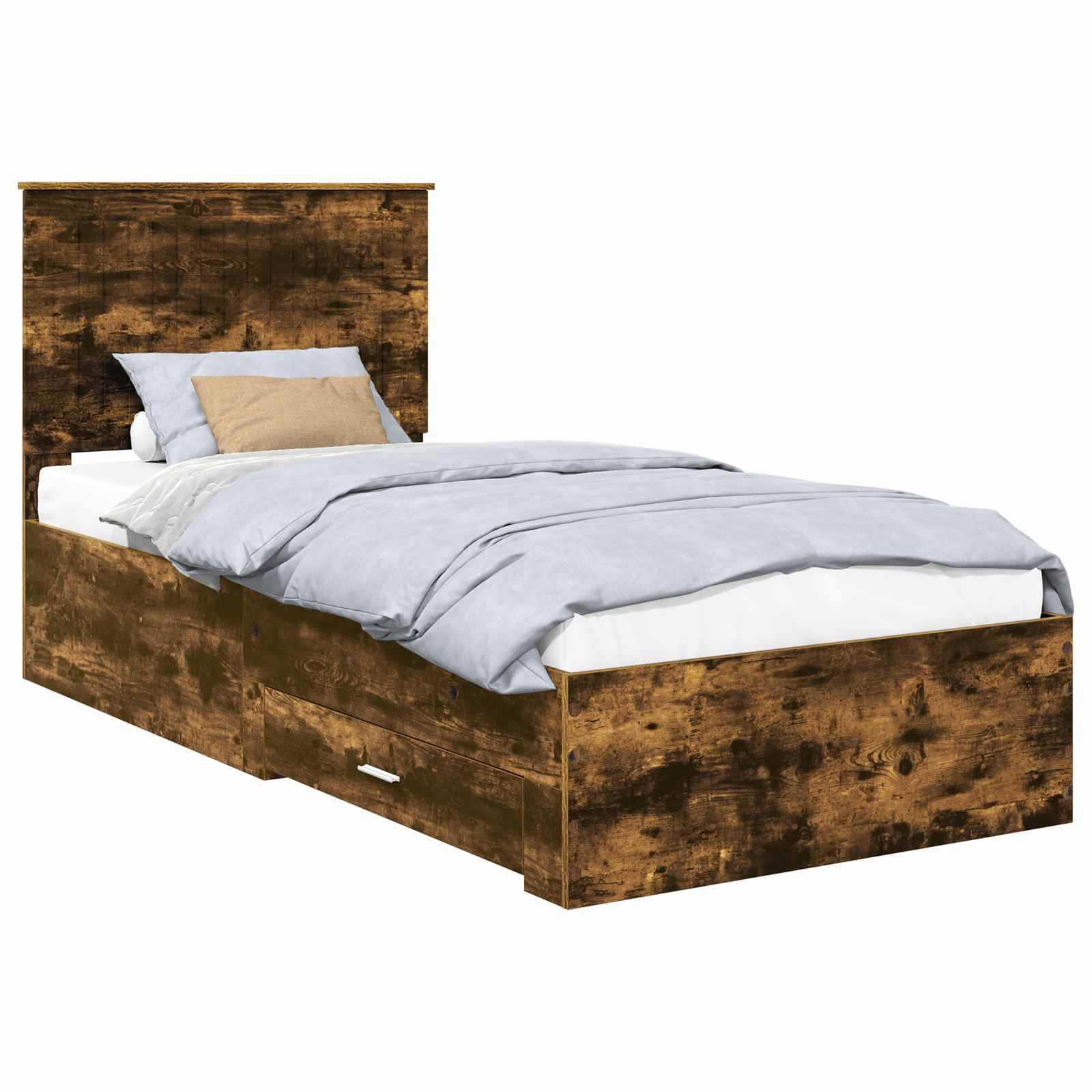 vidaXL Bettrahmen Geräucherte Eiche 90 x 190 cm Holzwerkstoff