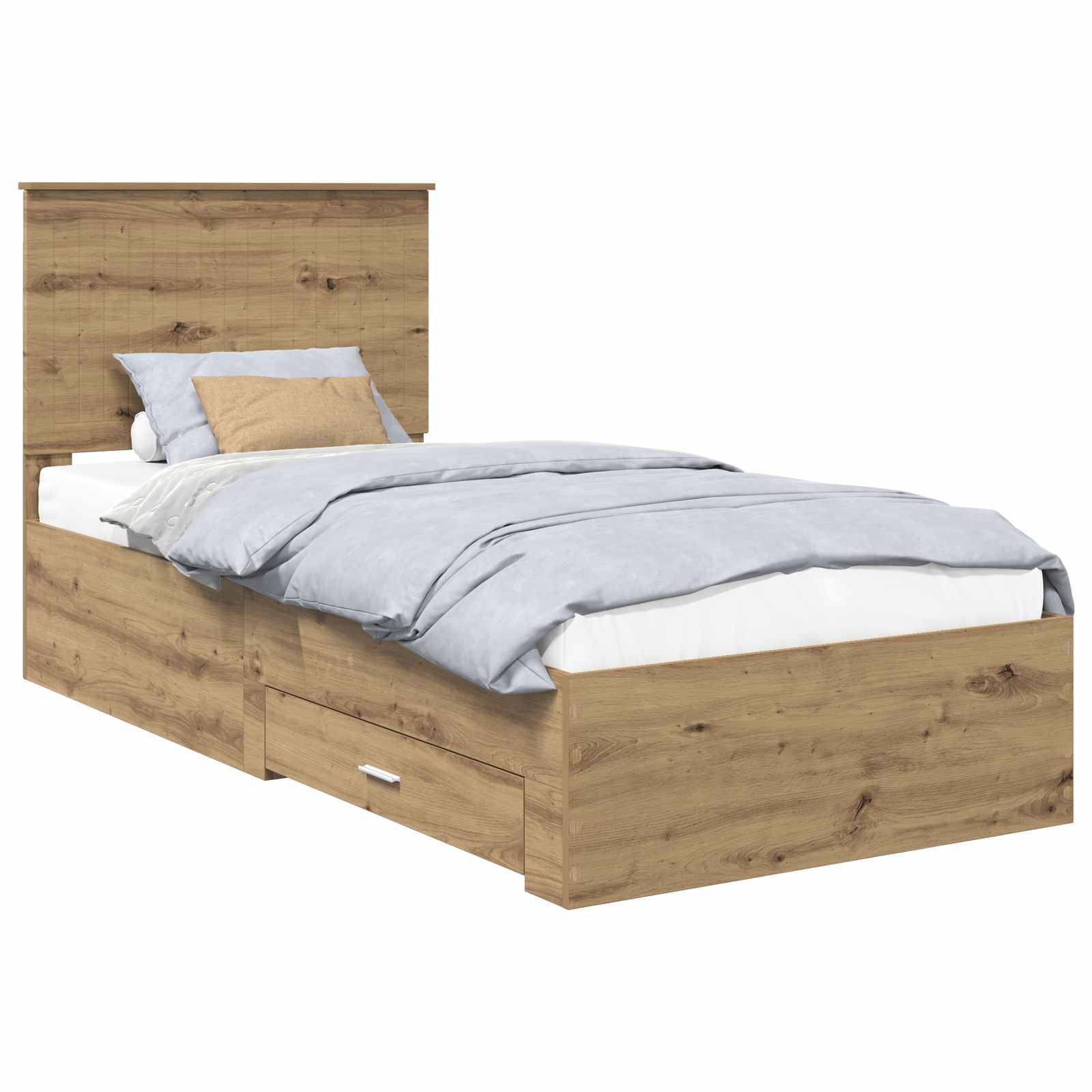 vidaXL Bettrahmen mit Kopfteil Artisan-Eiche 90 x 190 cm Holzwerkstoff