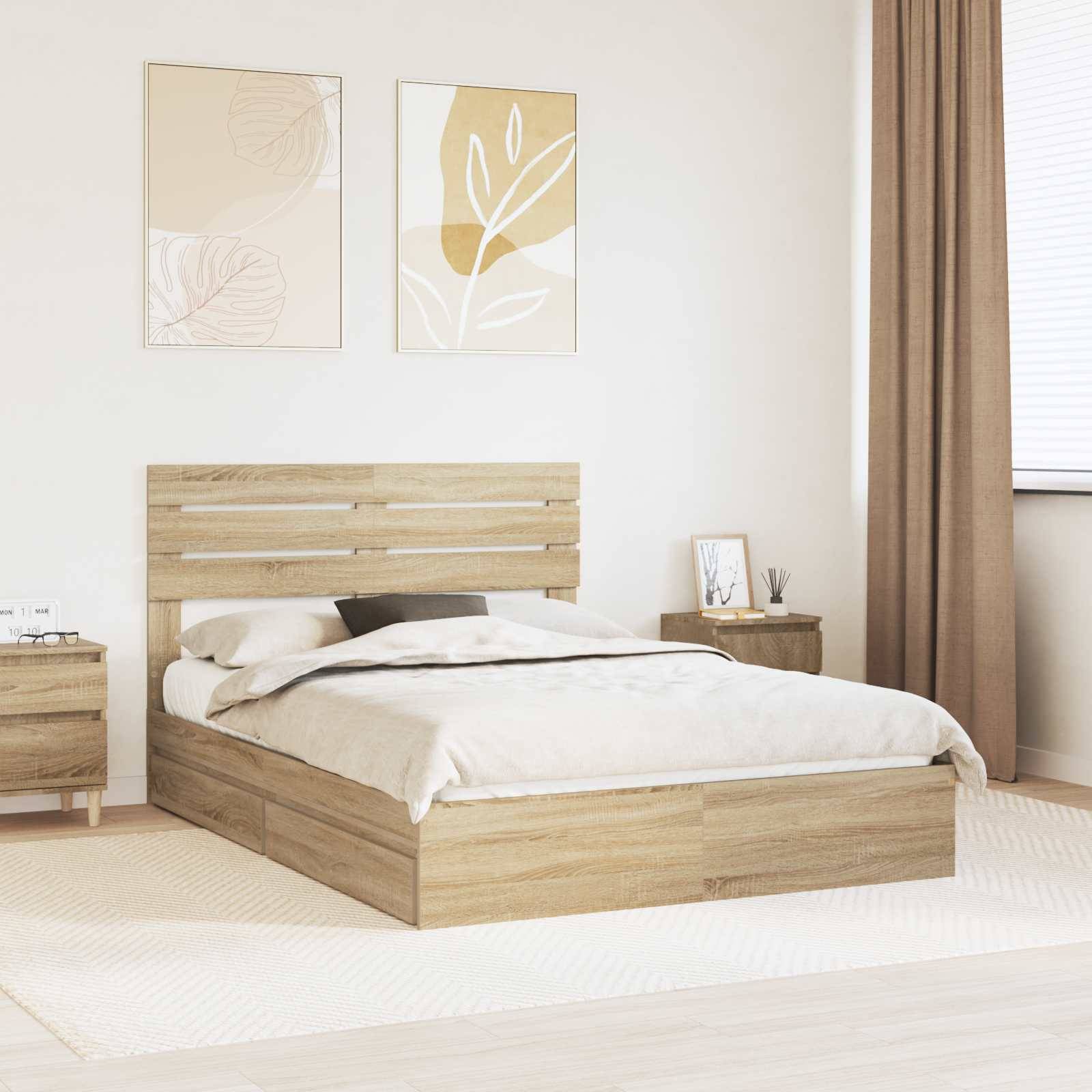 vidaXL Aufbewahrungsbett Sonoma-Eiche 160 x 200 cm Holzwerkstoff