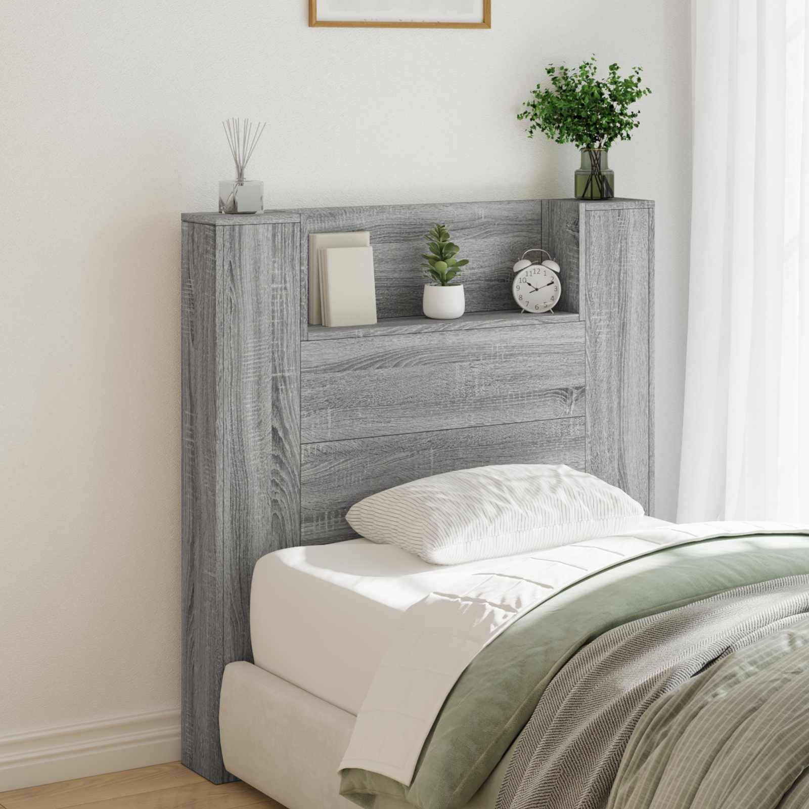 vidaXL Kopfteil Graues Sonoma 100 x 16,5 x 103,5 cm Holzwerkstoff