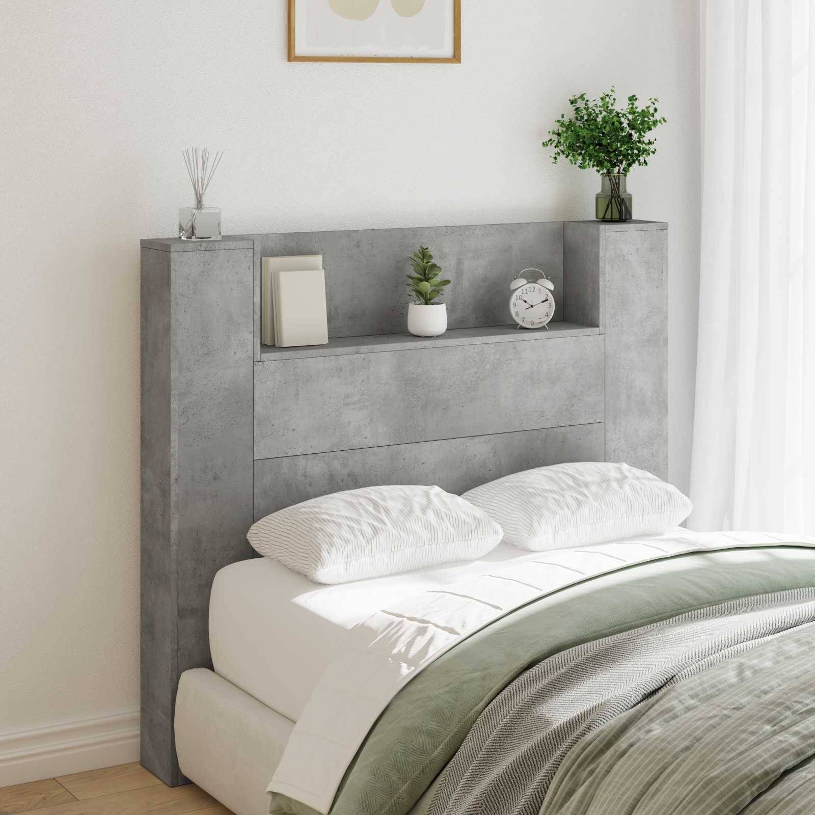 vidaXL Kopfteil Beton Grau 120 x 16,5 x 103,5 cm Holzwerkstoff