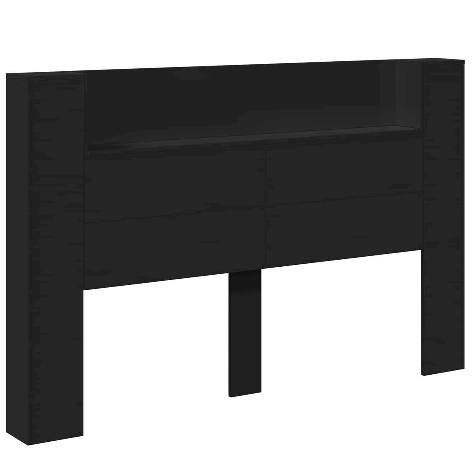 vidaXL Kopfteil mit Regal Schwarz 160 x 16,5 x 103,5 cm Holzwerkstoff