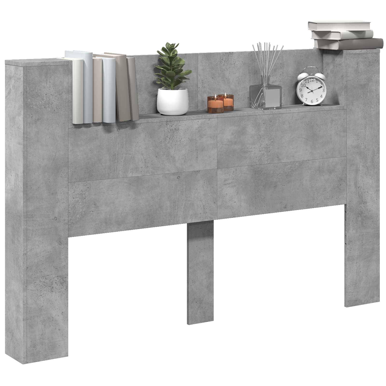vidaXL Kopfteil Beton Grau 160 x 16,5 x 103,5 cm Holzwerkstoff