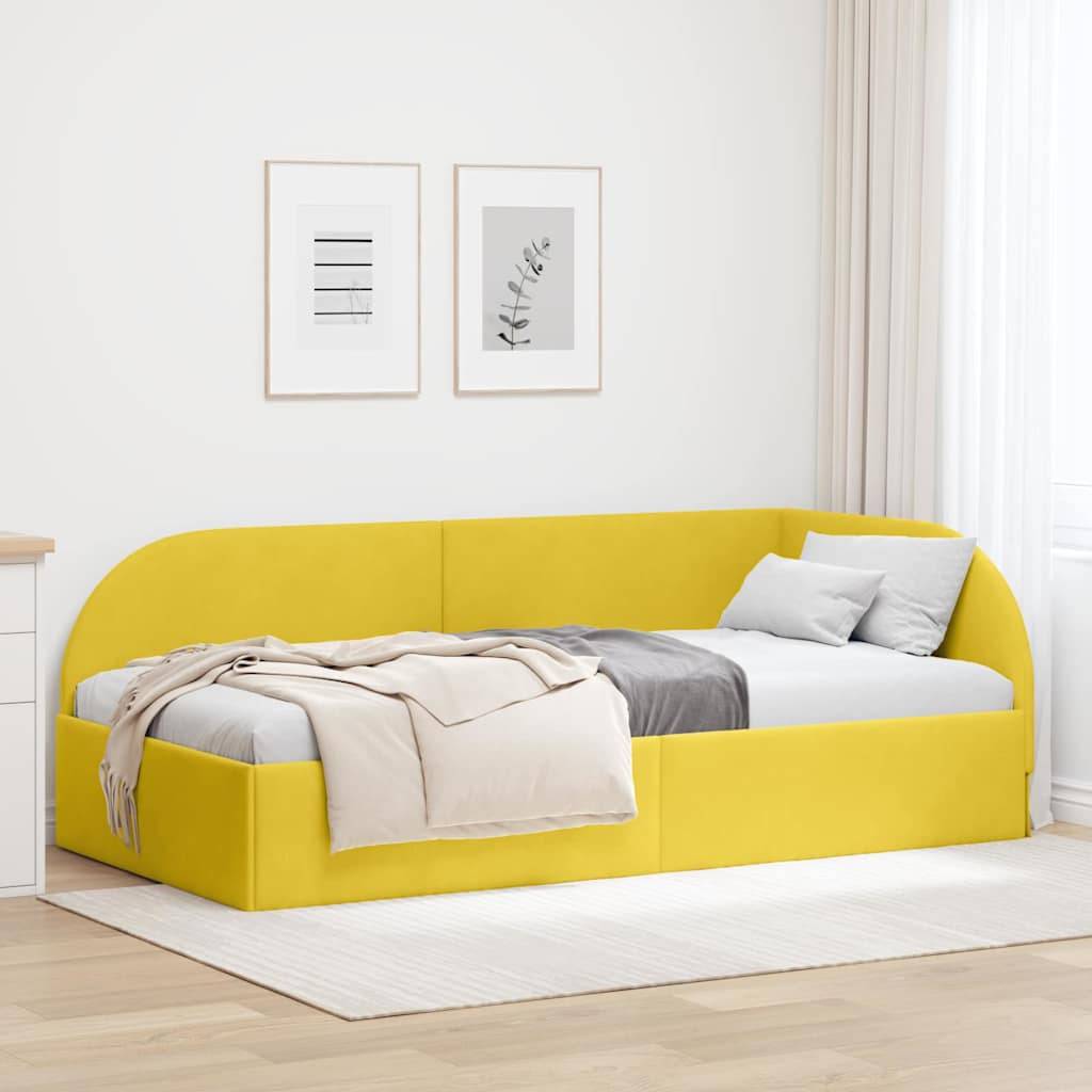 vidaXL Eckbettgestell mit Kopfteil Gelb 80 cm x 200 cm Samt