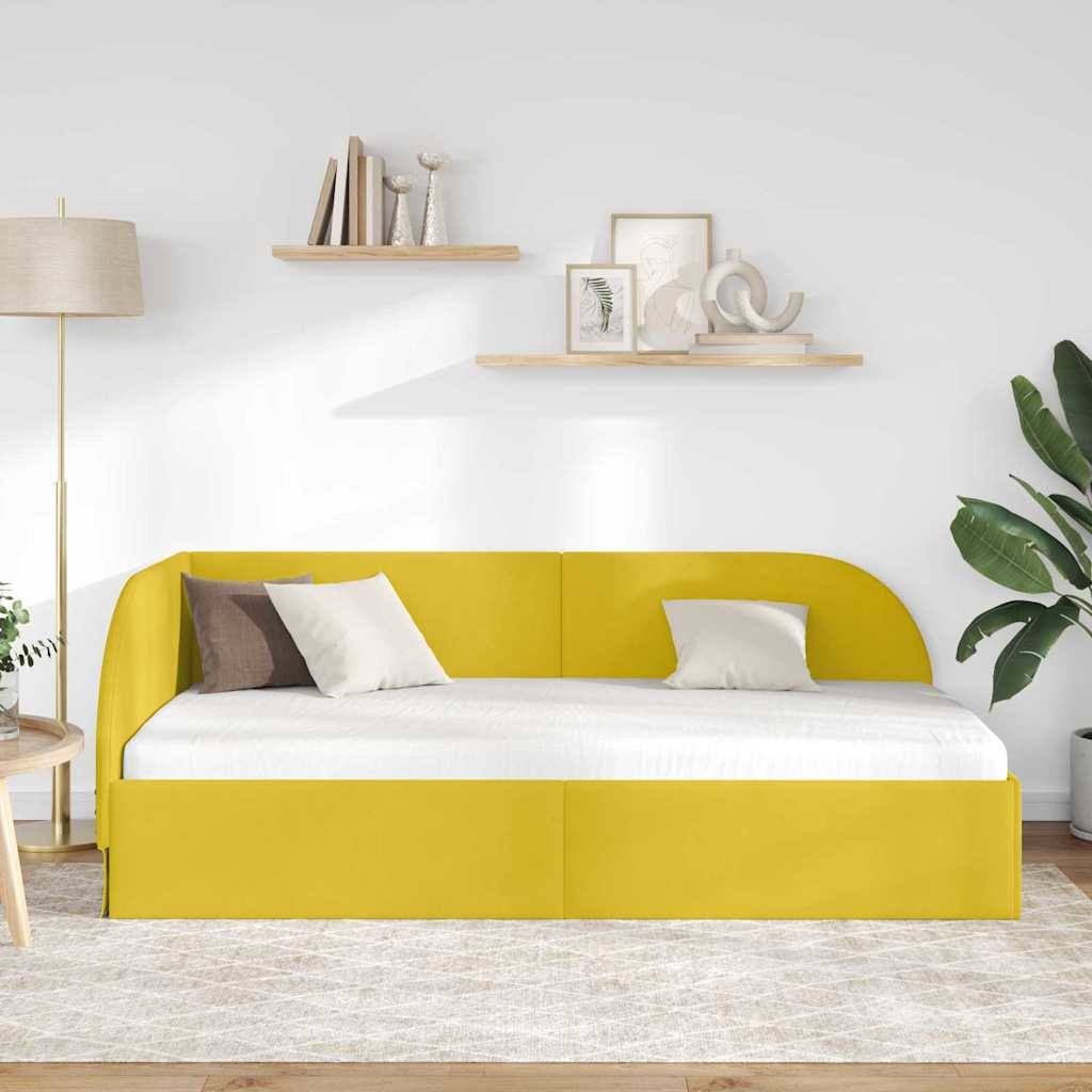 vidaXL Eckbettgestell mit Kopfteil Gelb 80 cm x 200 cm Samt