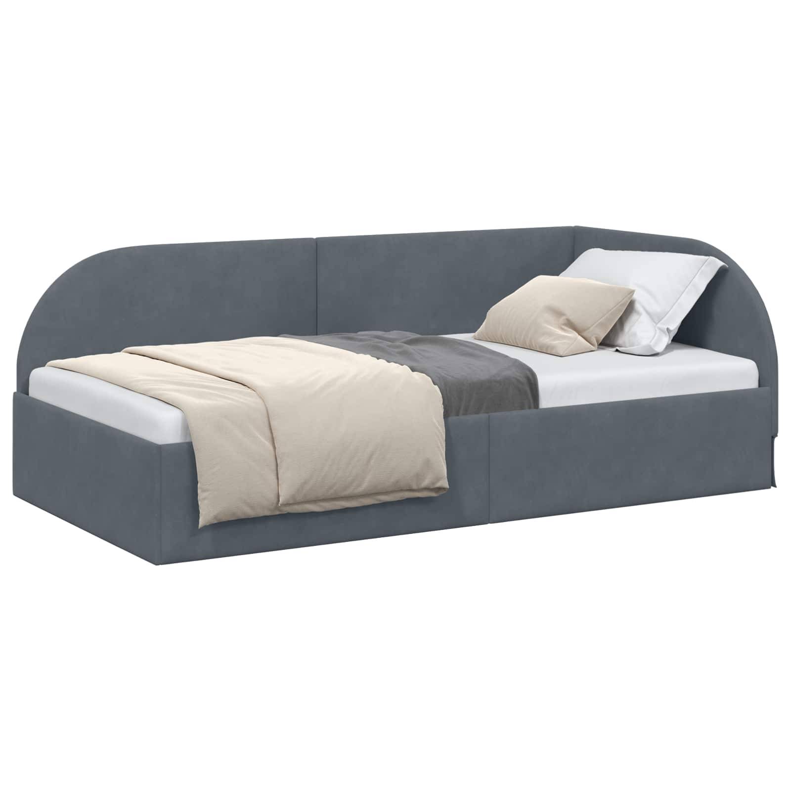 vidaXL Eckbettgestell mit Kopfteil Dunkelgrau 80 cm x 200 cm Samt