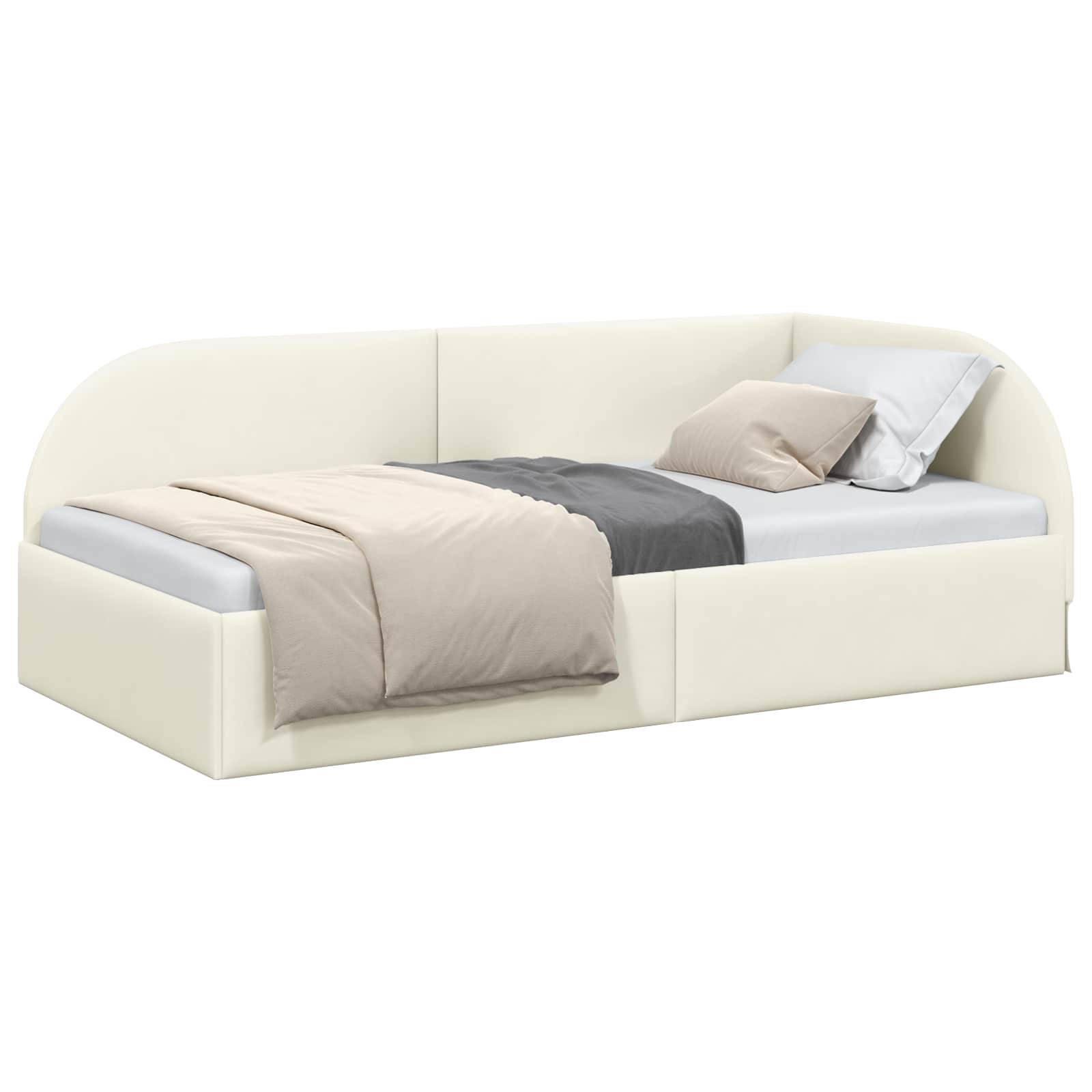vidaXL Eckbettgestell mit Kopfteil Creme 100 cm x 200 cm Samt