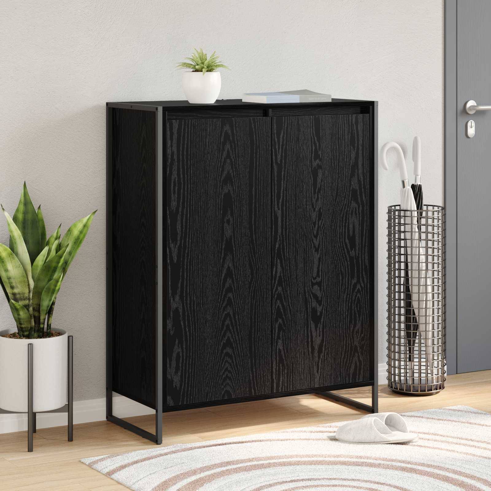 vidaXL Schuhschrank mit Speicher Schwarz Eichen-Optik 79 x 36 x 100 cm