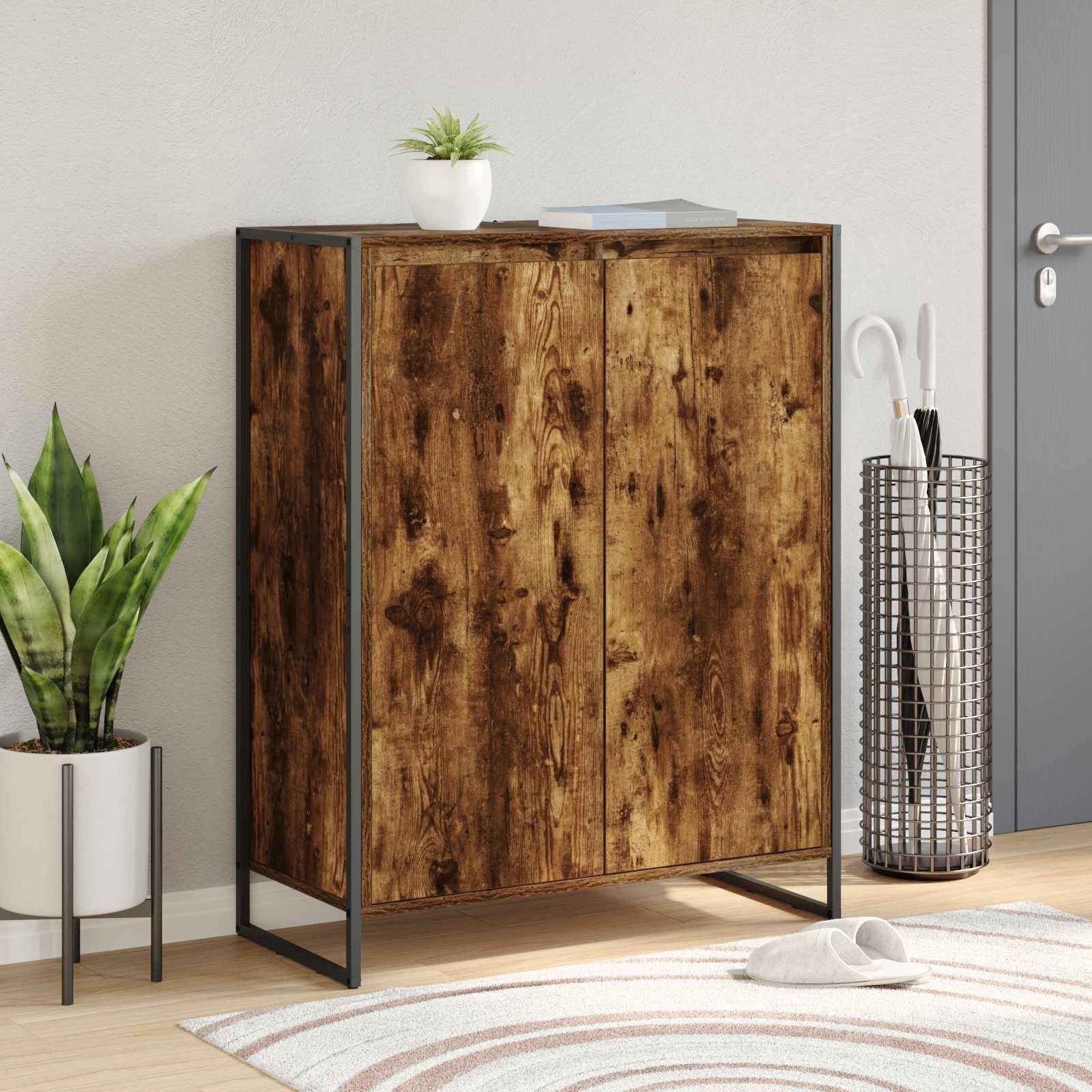 vidaXL Schuhschrank mit Tür Raucharbe 79 x 36 x 100 cm Holzwerkstoff