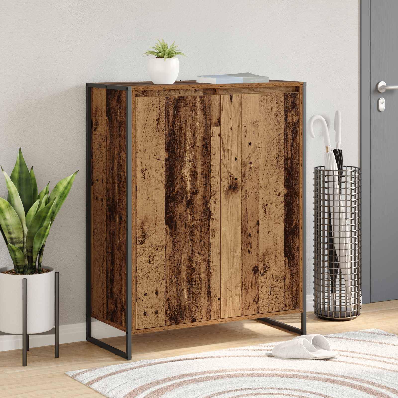 vidaXL Schuhschrank mit Tür Altholz 79 x 36 x 100 cm Holzwerkstoff