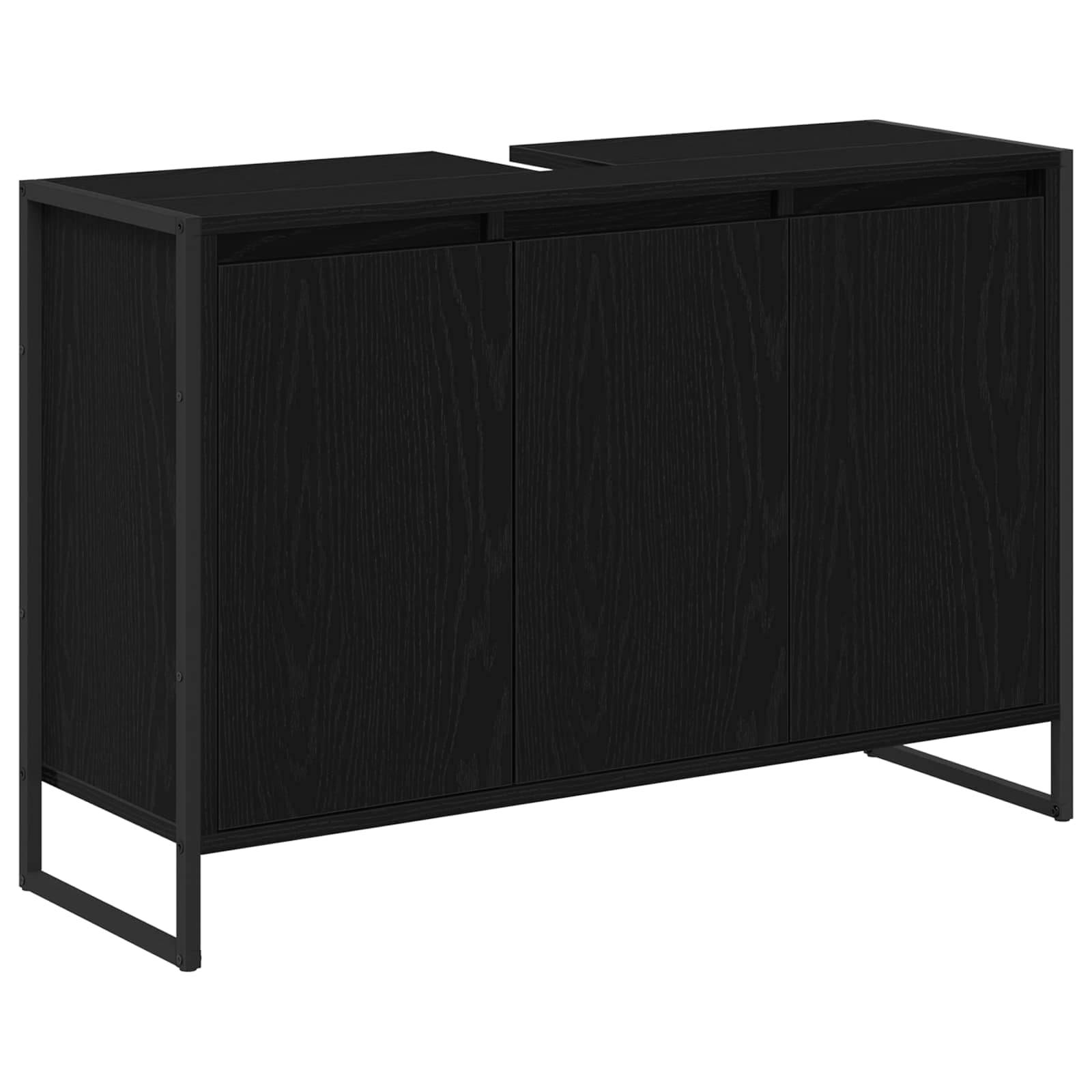 vidaXL Badezimmerschrank mit Tür Schwarz Eichen-Optik 90 x 30 x 60 cm