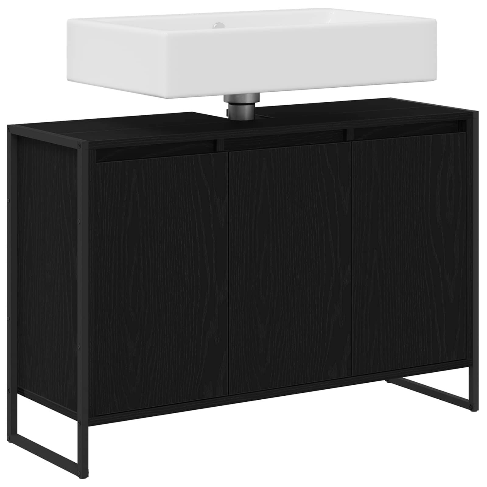 vidaXL Badezimmerschrank mit Tür Schwarz Eichen-Optik 90 x 30 x 60 cm