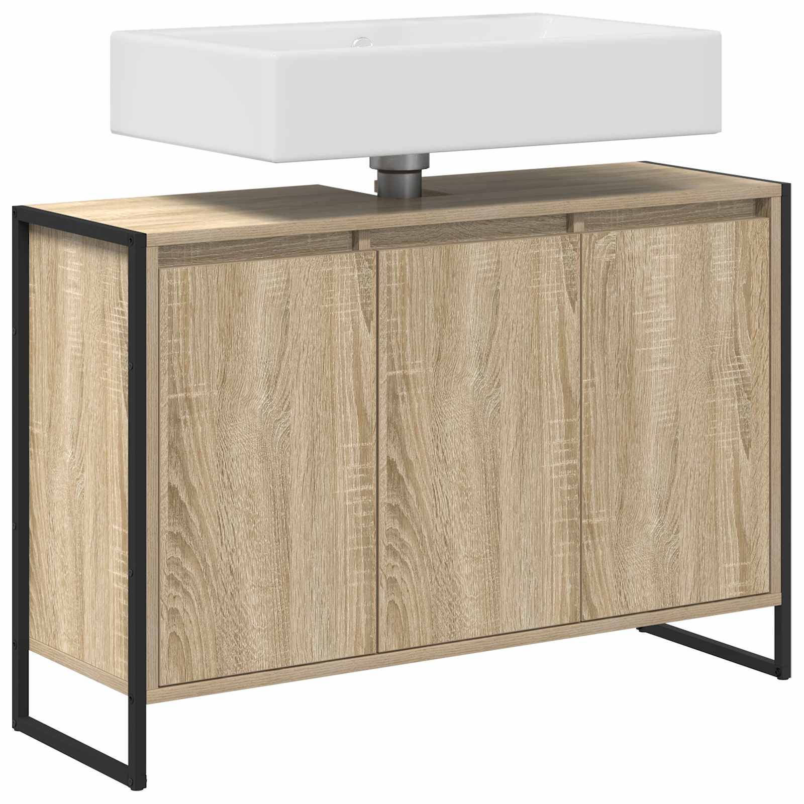 vidaXL Badezimmerschrank mit Tür Sonoma 90 x 30 x 60 cm Holzwerkstoff