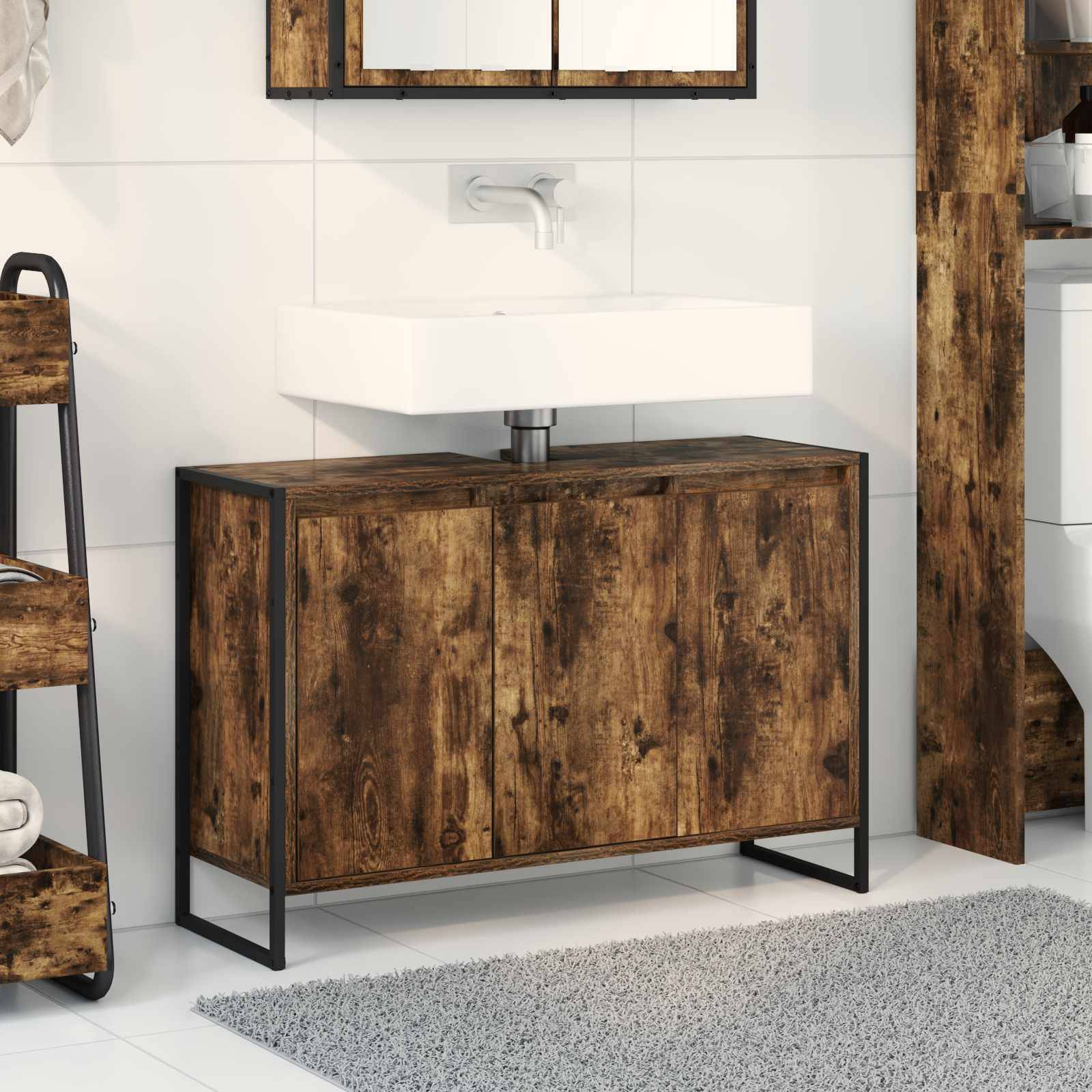 vidaXL Badezimmerschrank Raucharbe 90 x 30 x 60 cm Holzwerkstoff