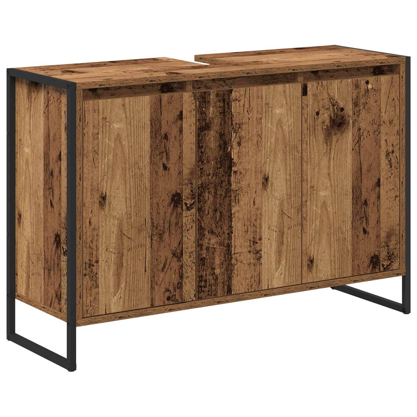 vidaXL Badezimmerschrank mit Tür Altholz 90 x 30 x 60 cm Holzwerkstoff