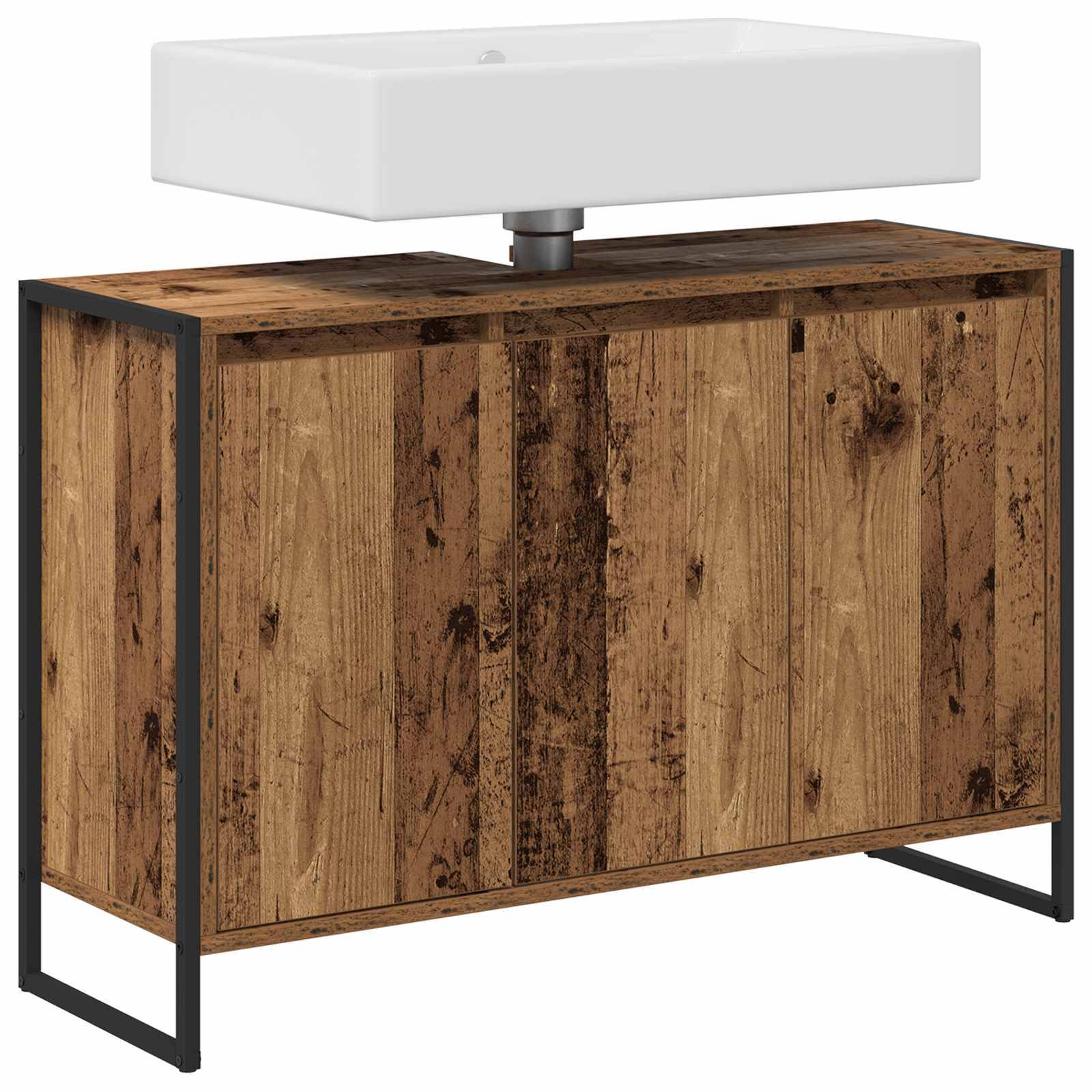 vidaXL Badezimmerschrank mit Tür Altholz 90 x 30 x 60 cm Holzwerkstoff