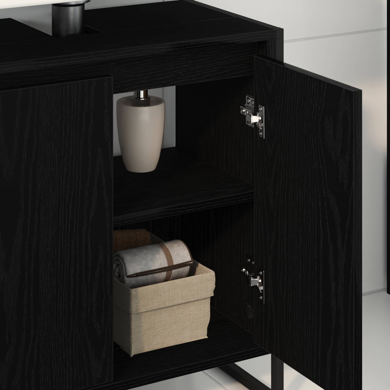 vidaXL Badezimmerschrank mit Tür Schwarz Eichen-Optik 60 x 30 x 60 cm