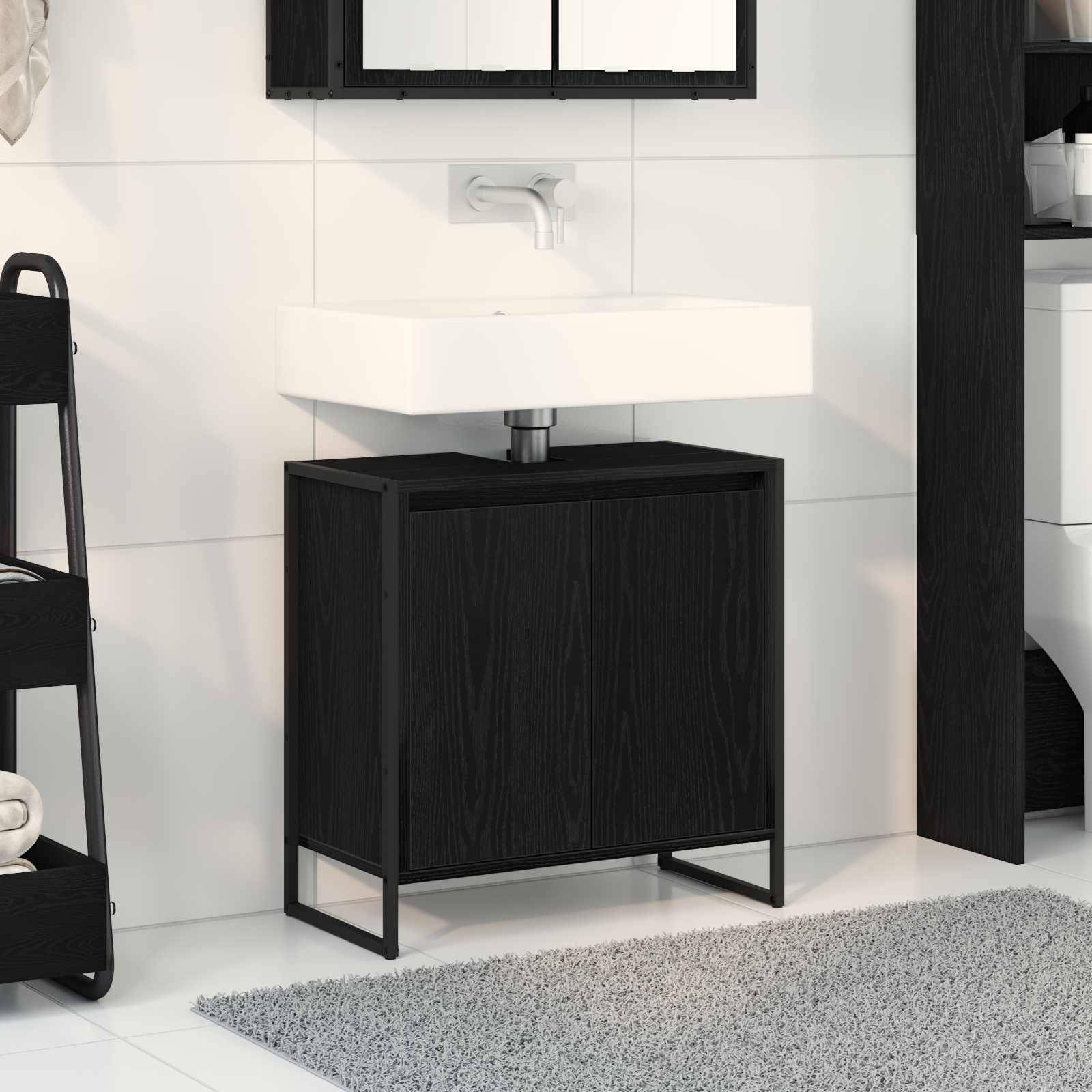 vidaXL Badezimmerschrank mit Tür Schwarz Eichen-Optik 60 x 30 x 60 cm
