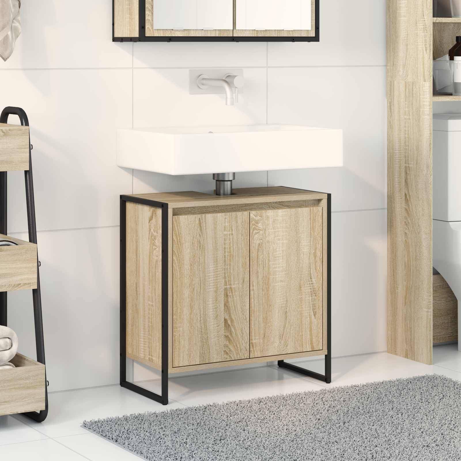 vidaXL Badezimmerschrank mit Tür Sonoma 60 x 30 x 60 cm Holzwerkstoff