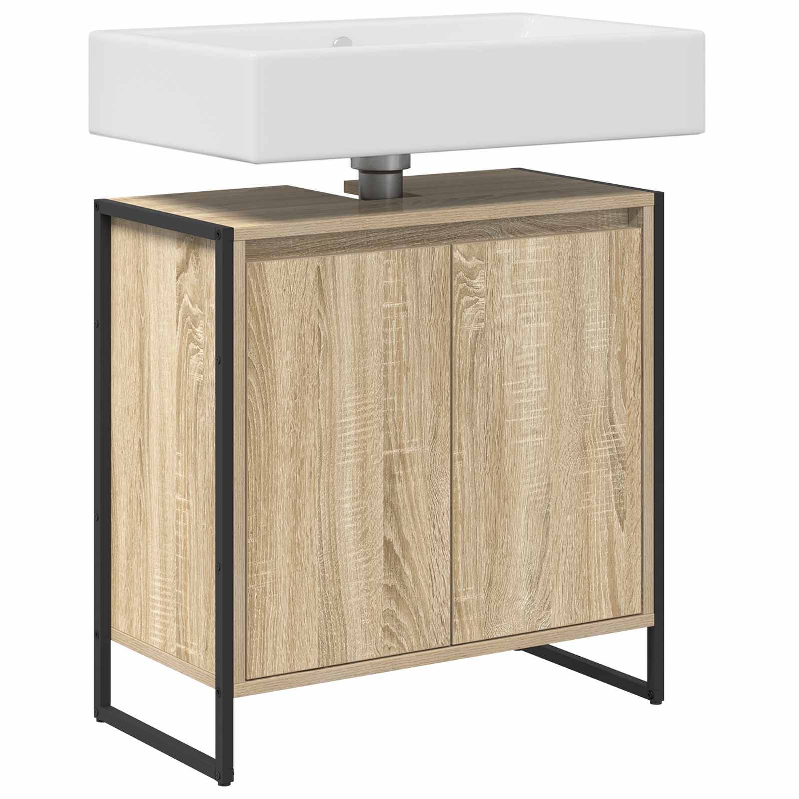 vidaXL Badezimmerschrank mit Tür Sonoma 60 x 30 x 60 cm Holzwerkstoff