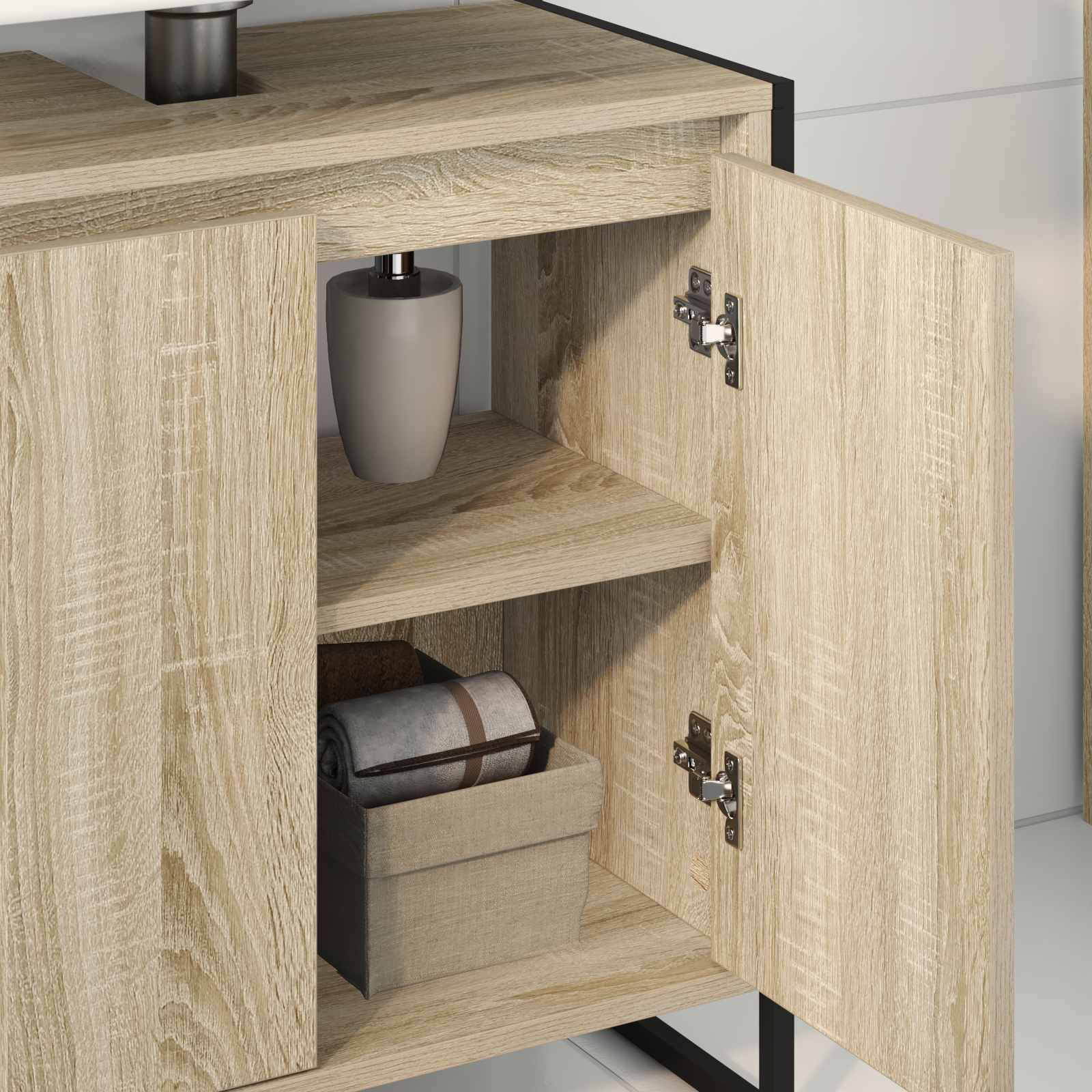 vidaXL Badezimmerschrank mit Tür Sonoma 60 x 30 x 60 cm Holzwerkstoff
