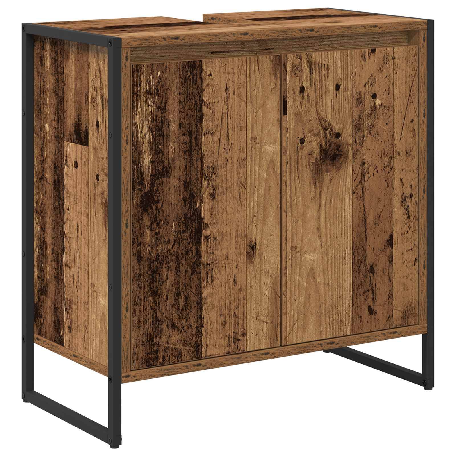 vidaXL Badezimmerschrank mit Tür Altholz 60 x 30 x 60 cm Holzwerkstoff