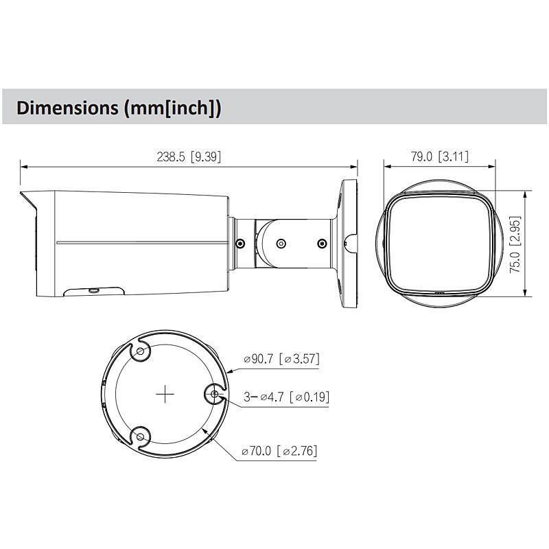 Dahua IPC-HFW3849TP-ZS-IL-B IP-Kamera 4K TN IR PoE, 4K Ultra HDBullet Kamera | Blickwinkel:114° - 32° (Objektiv-Brennwe