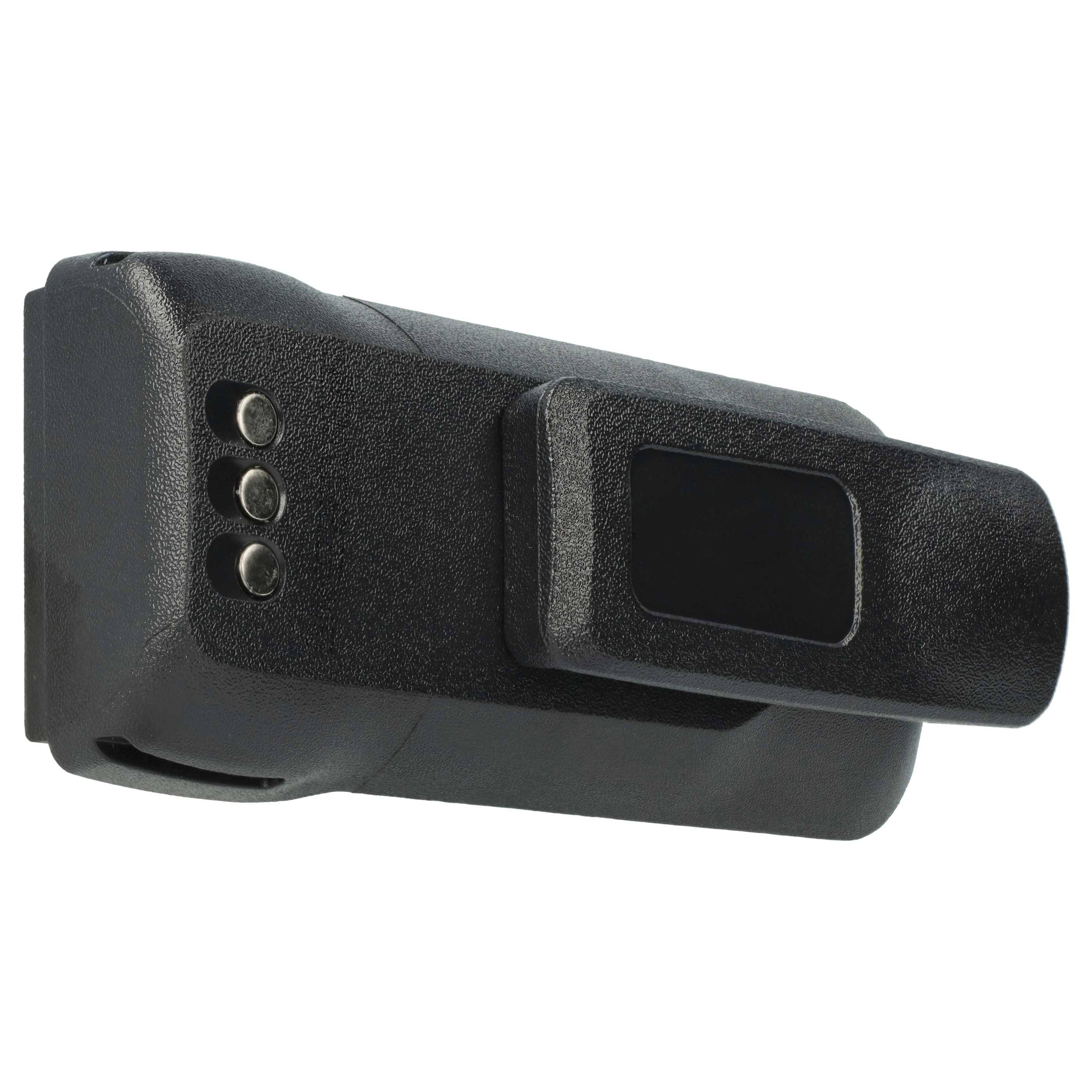 Ein grauer, rechteckiger Verschluss mit einem schwarzen Fingerabdrucksensor und drei Anzeigelichtern, der für sicheren Zugang verwendet wird.