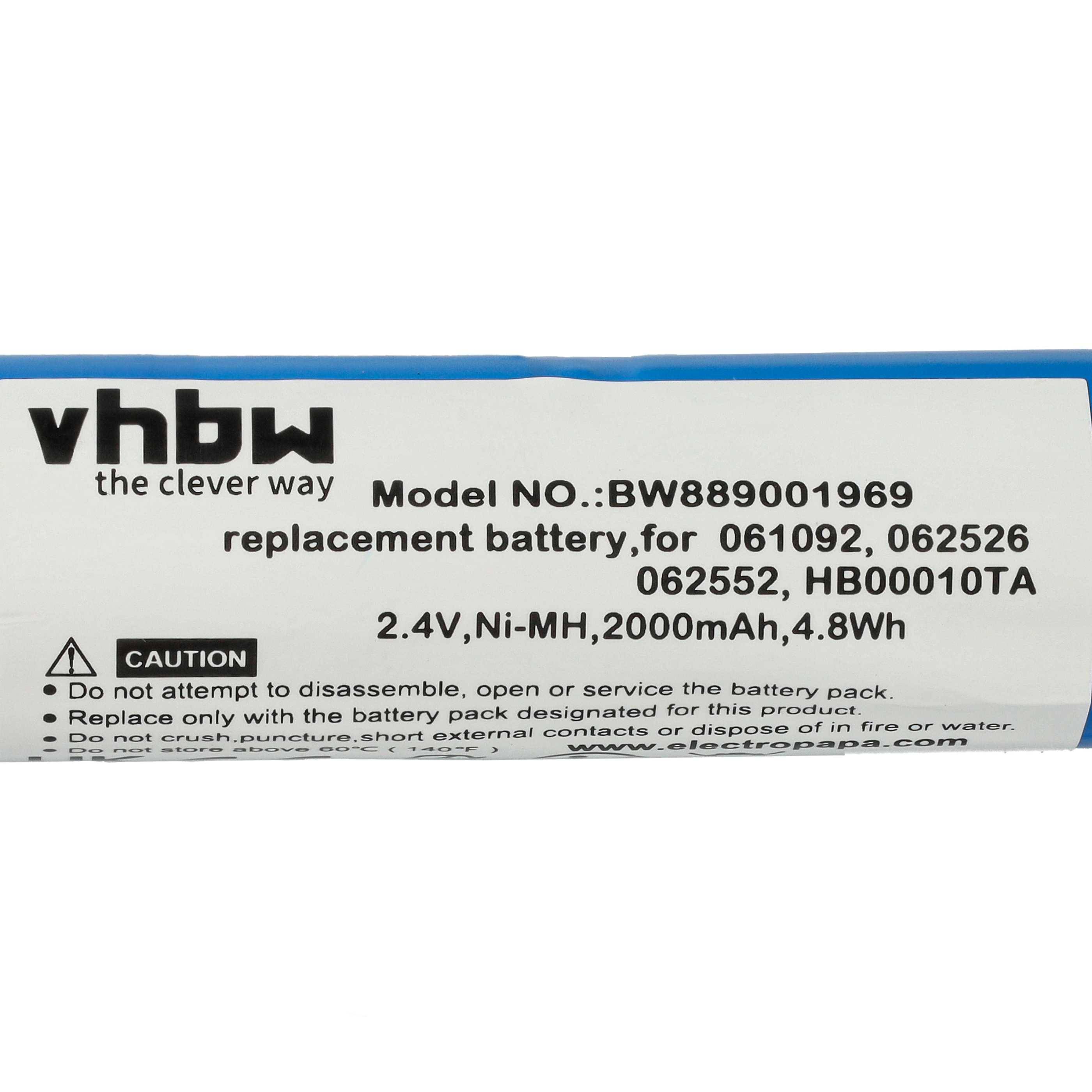 vhbw 'die clevere Art' Modell-Nr.: BW889001969, Ersatz für spezifische Modelle, 2,4V, Ni-MH, 2000mAh, 4,8Wh.
