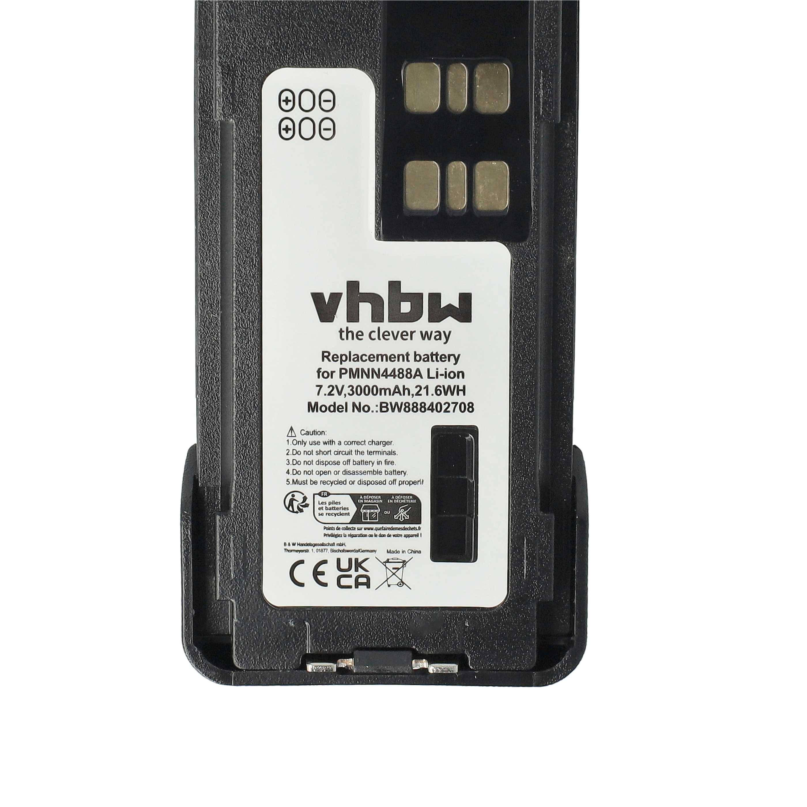 Ersatzakku für PMNN4488A, Li-Ion, 7,2V, 3000mAh, 21,6Wh. Modell-Nr.: BW888402708.