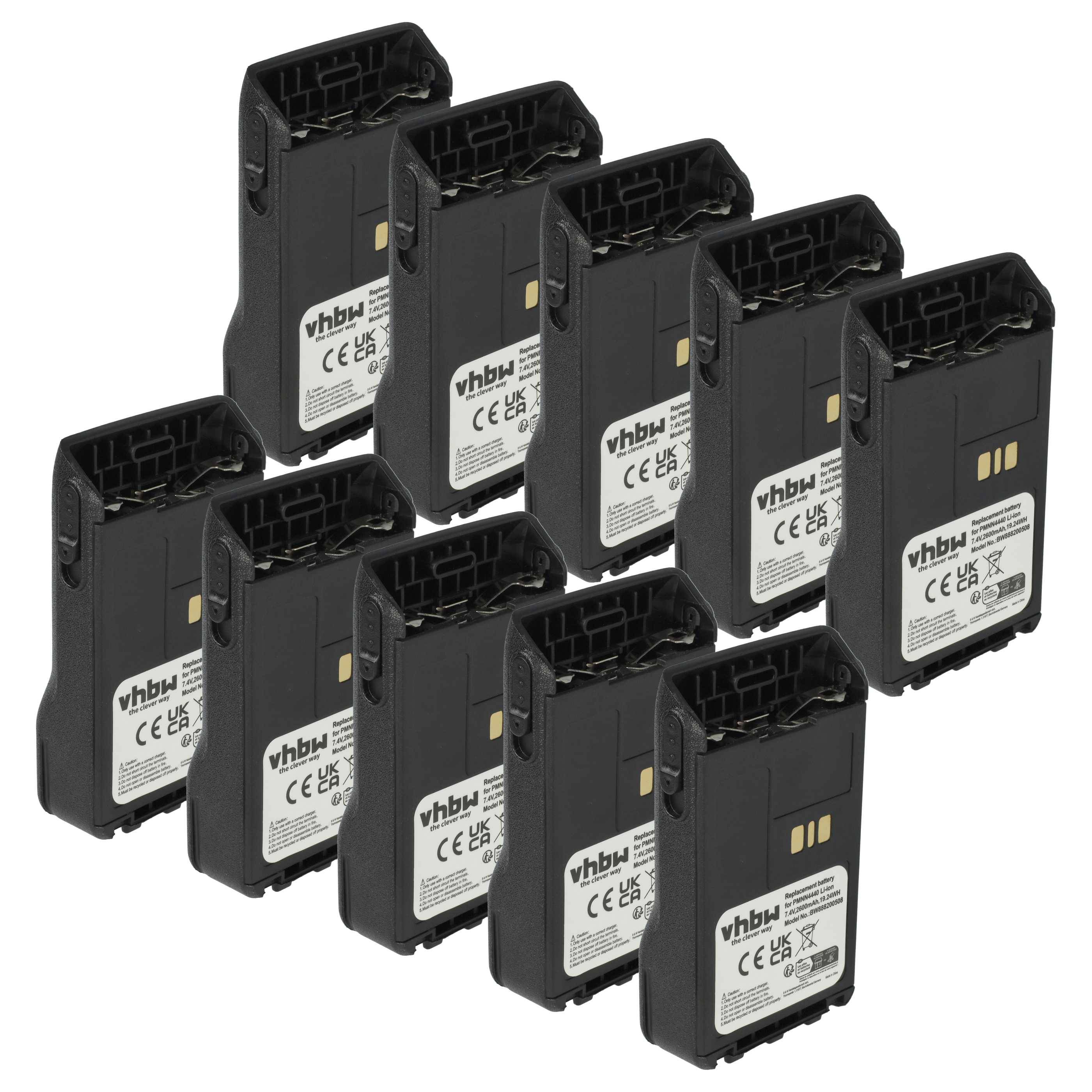 vhbw 10x Akku kompatibel mit Motorola XiR E8628i, E8608i, E8668, P8600, E8608, E8600 Funkgerät, Walkie Talkie (2600 mAh, 7,4 V, Li-Ion)