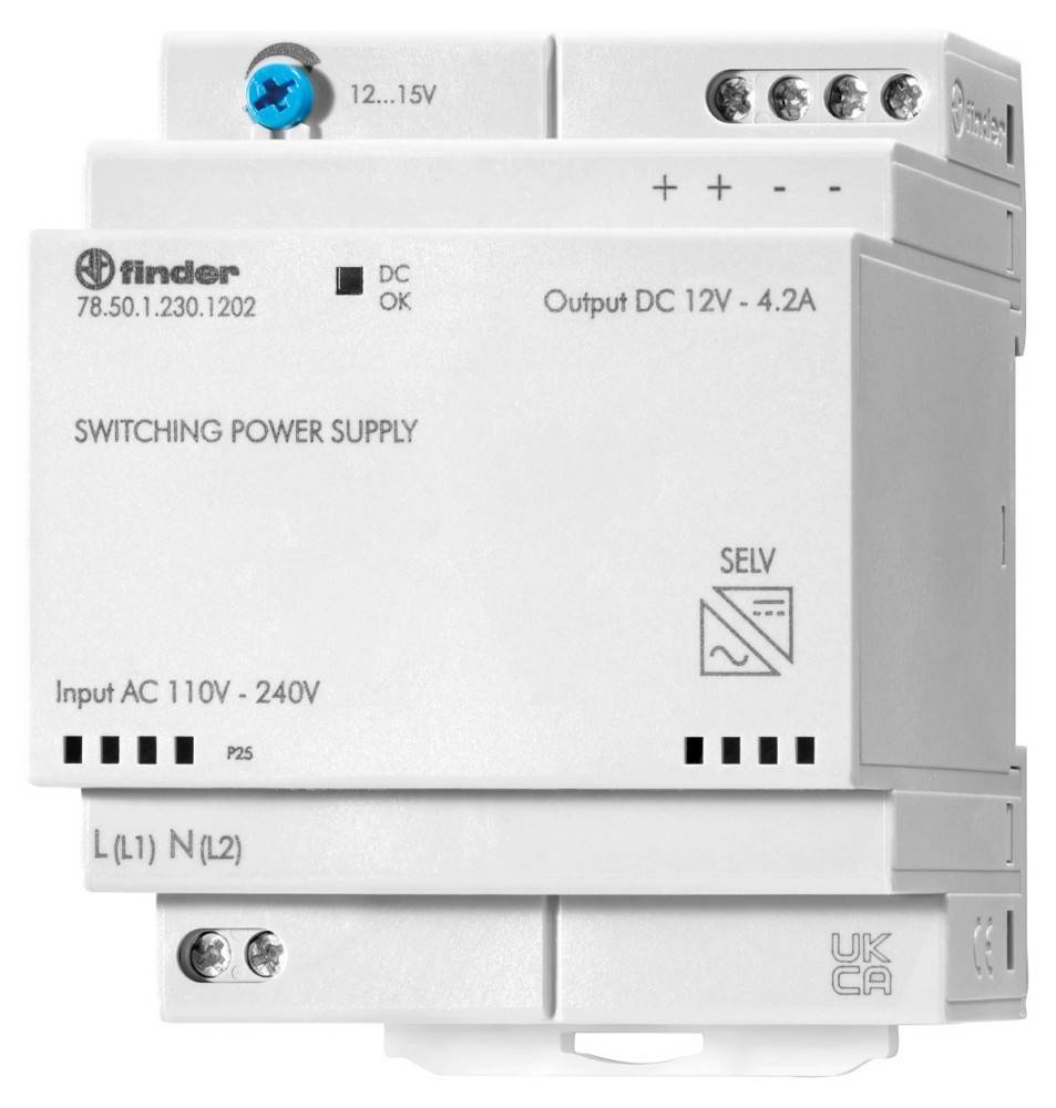 Ein weißes Schaltnetzteil mit dem Text 