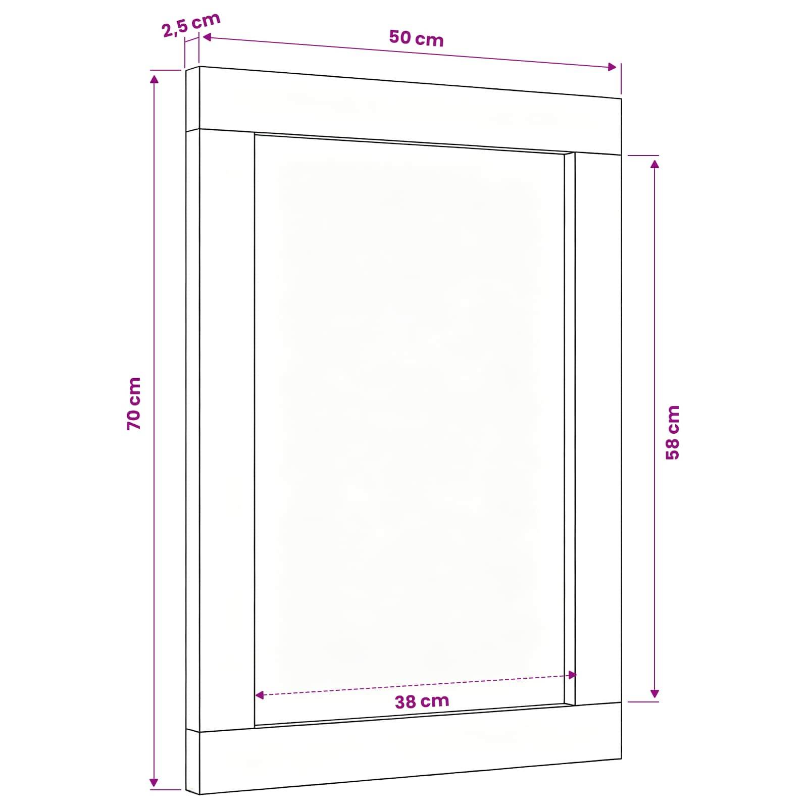 vidaXL Spiegel Wandmontiert mit Spiegel Mehrfarbig 70 x 50 x 3 cm Glas