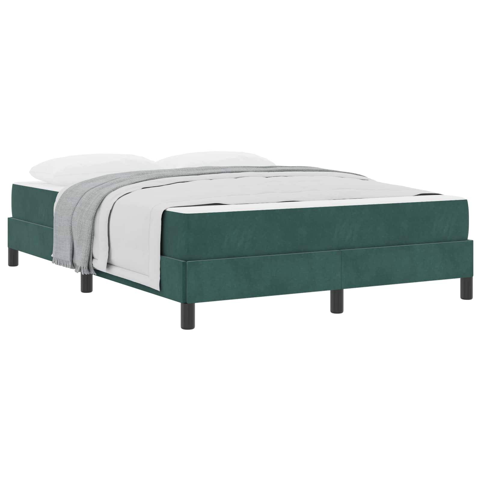 vidaXL Boxspringbett mit Matratze Dunkelgrün 160 x 200 cm Stoff