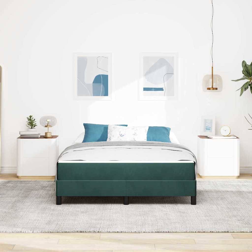 vidaXL Boxspringbett mit Matratze Dunkelgrün 160 x 200 cm Stoff