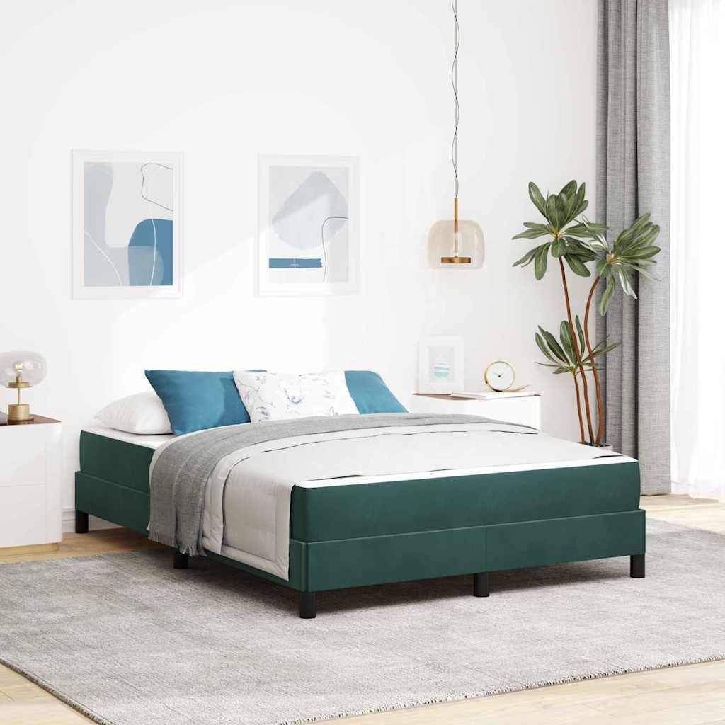 vidaXL Boxspringbett mit Matratze Dunkelgrün 160 x 200 cm Stoff