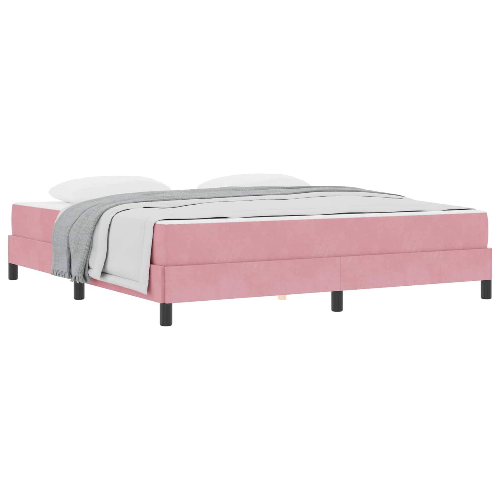 vidaXL Boxspringbett mit Matratze Rosa 180 x 200 cm Stoff