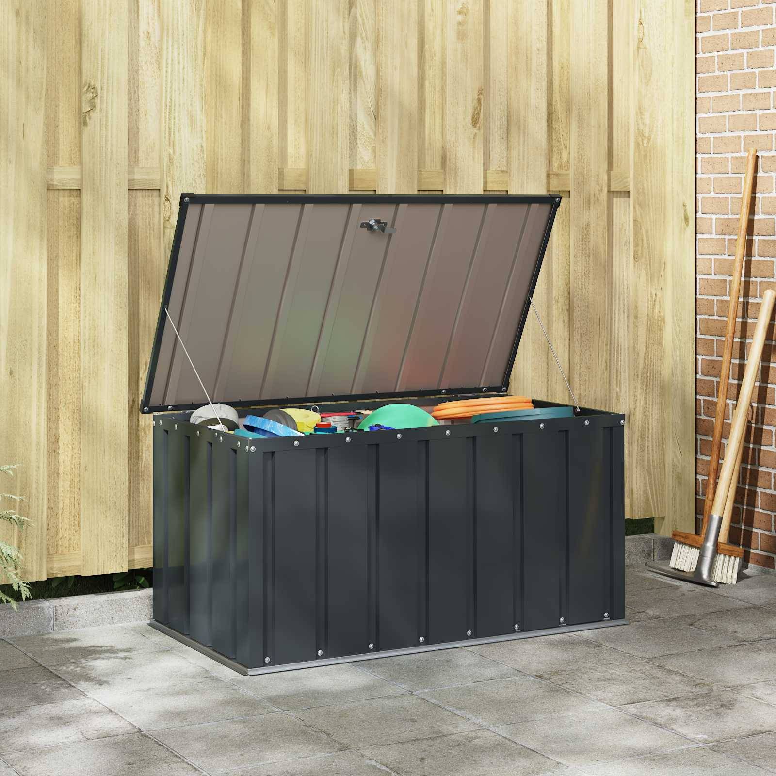 vidaXL Gartenlagerbox Schwarz 101 x 56,5 x 50 cm Stahl